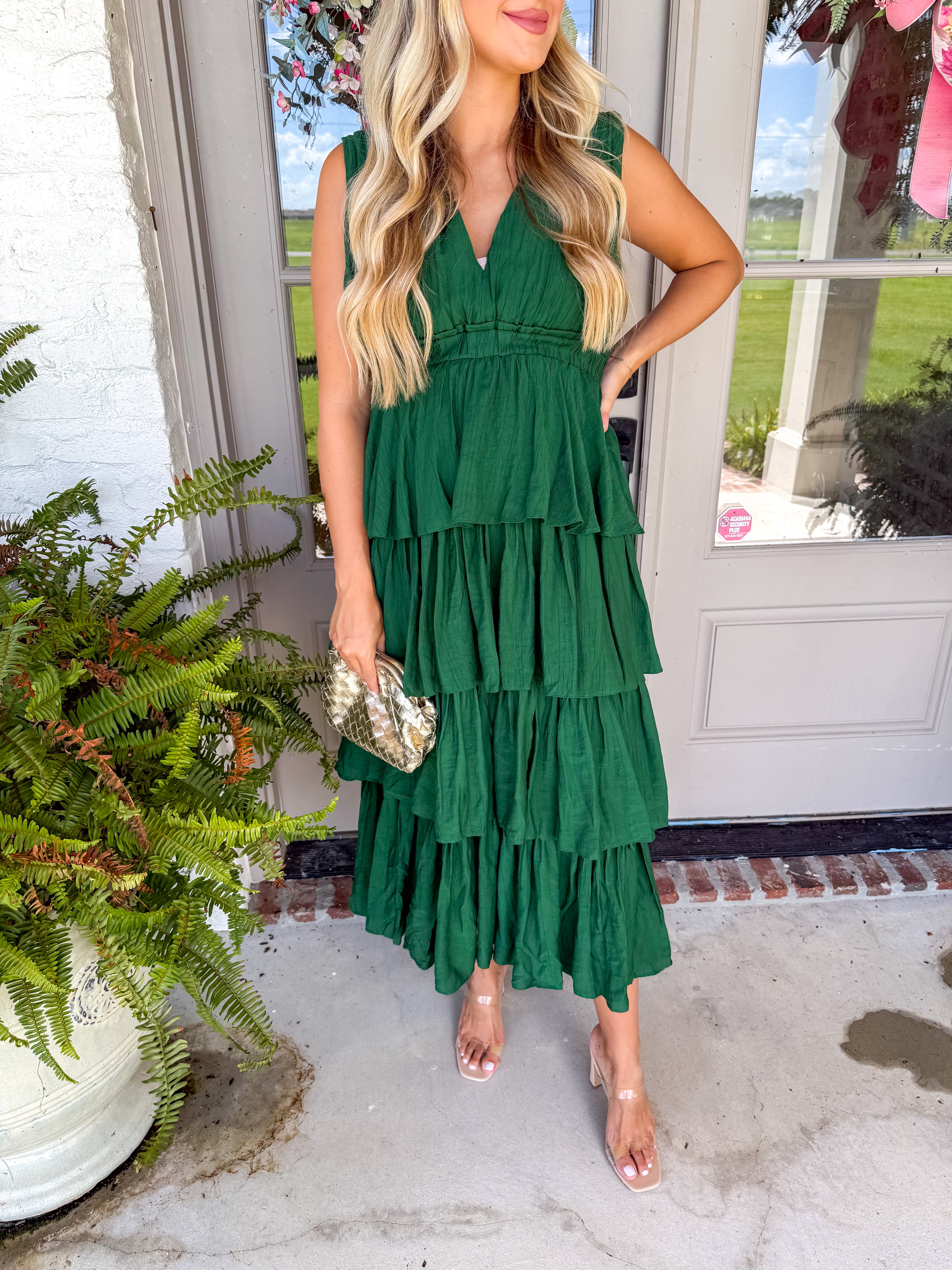 Emerald Green Tiered Maxi Dress