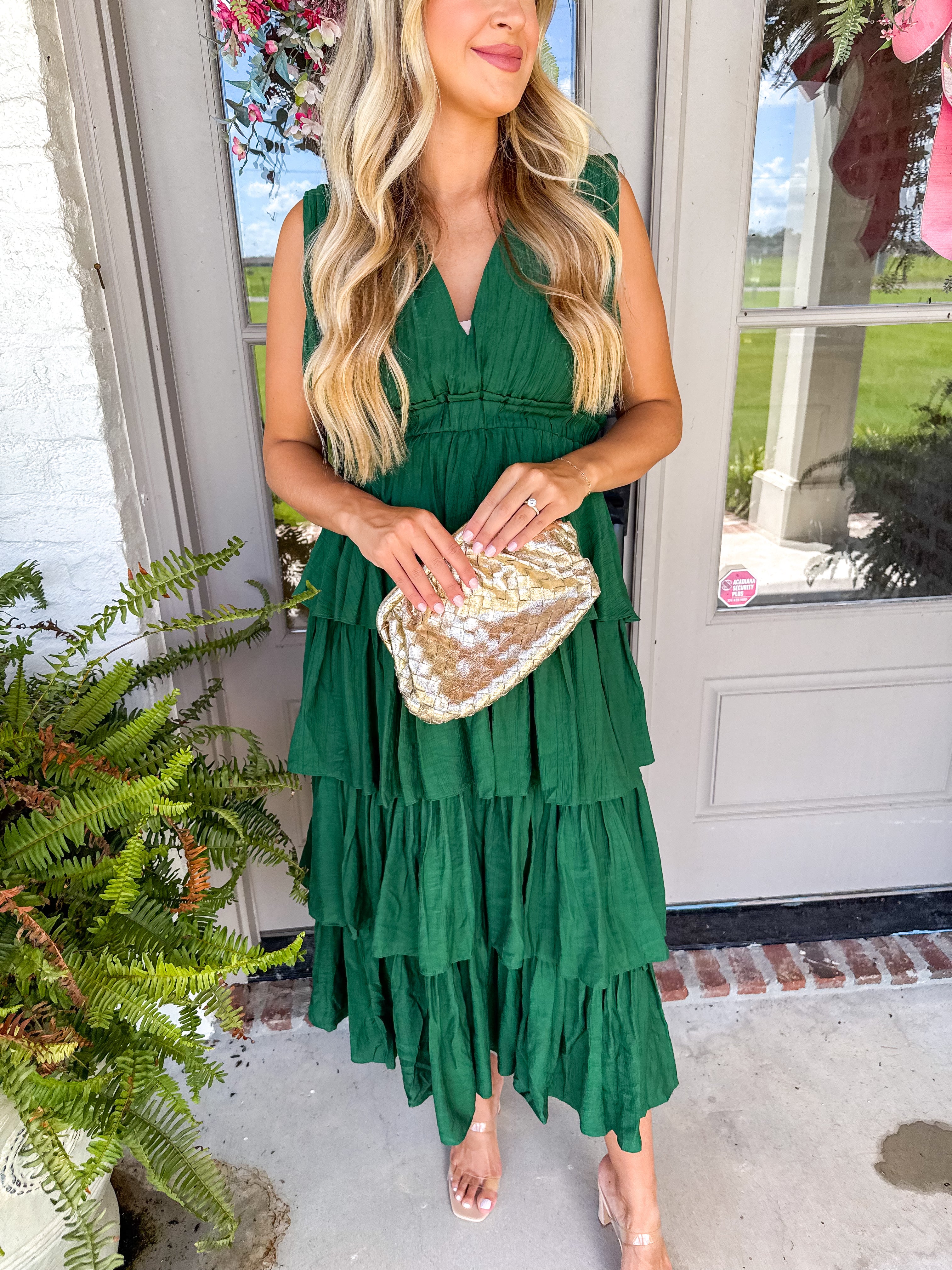 Emerald Green Tiered Maxi Dress