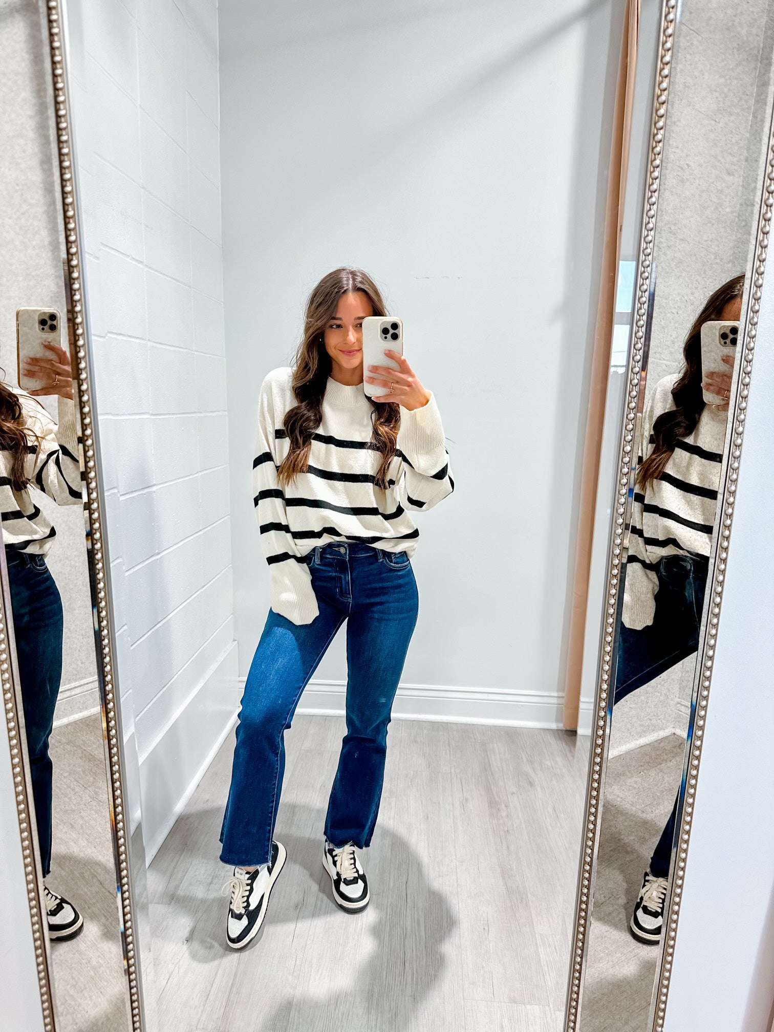 Cream/Black Striped Sweater