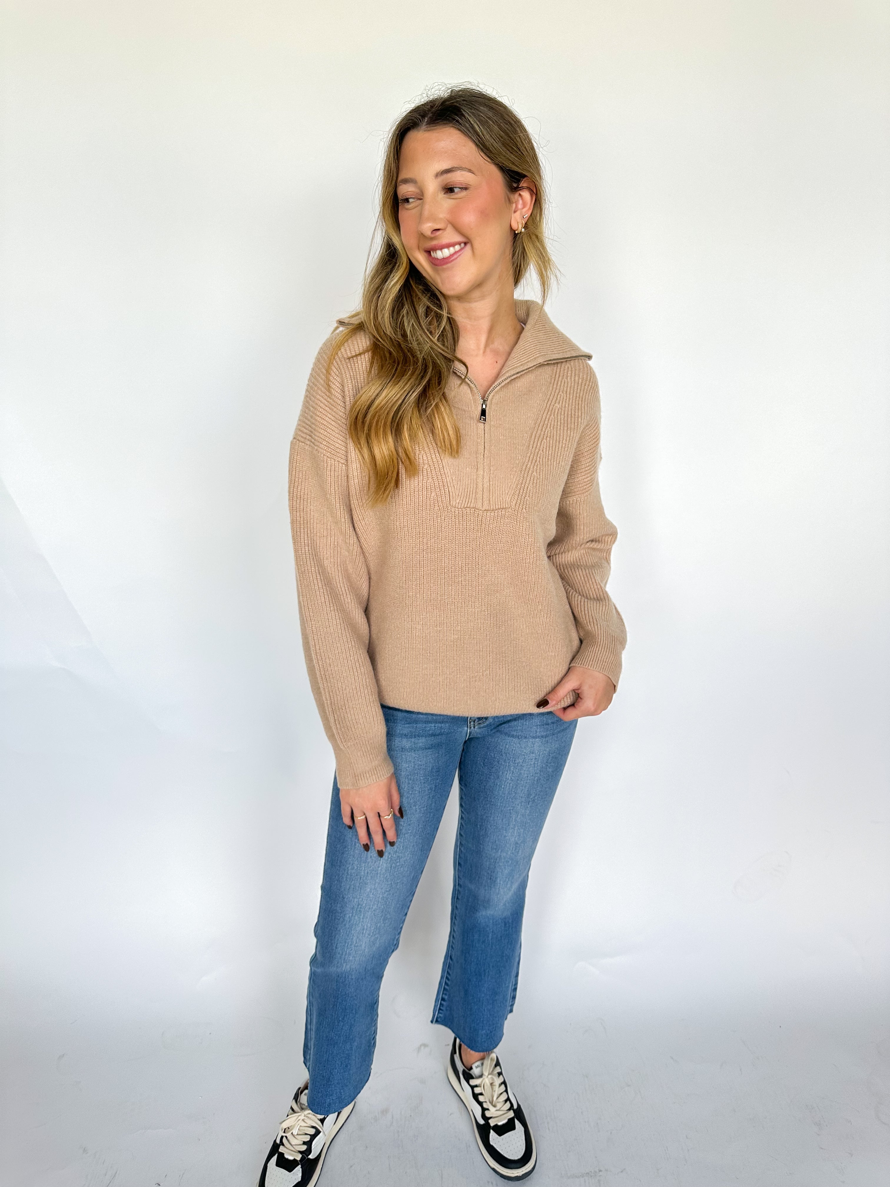 On The Town Tan Sweater