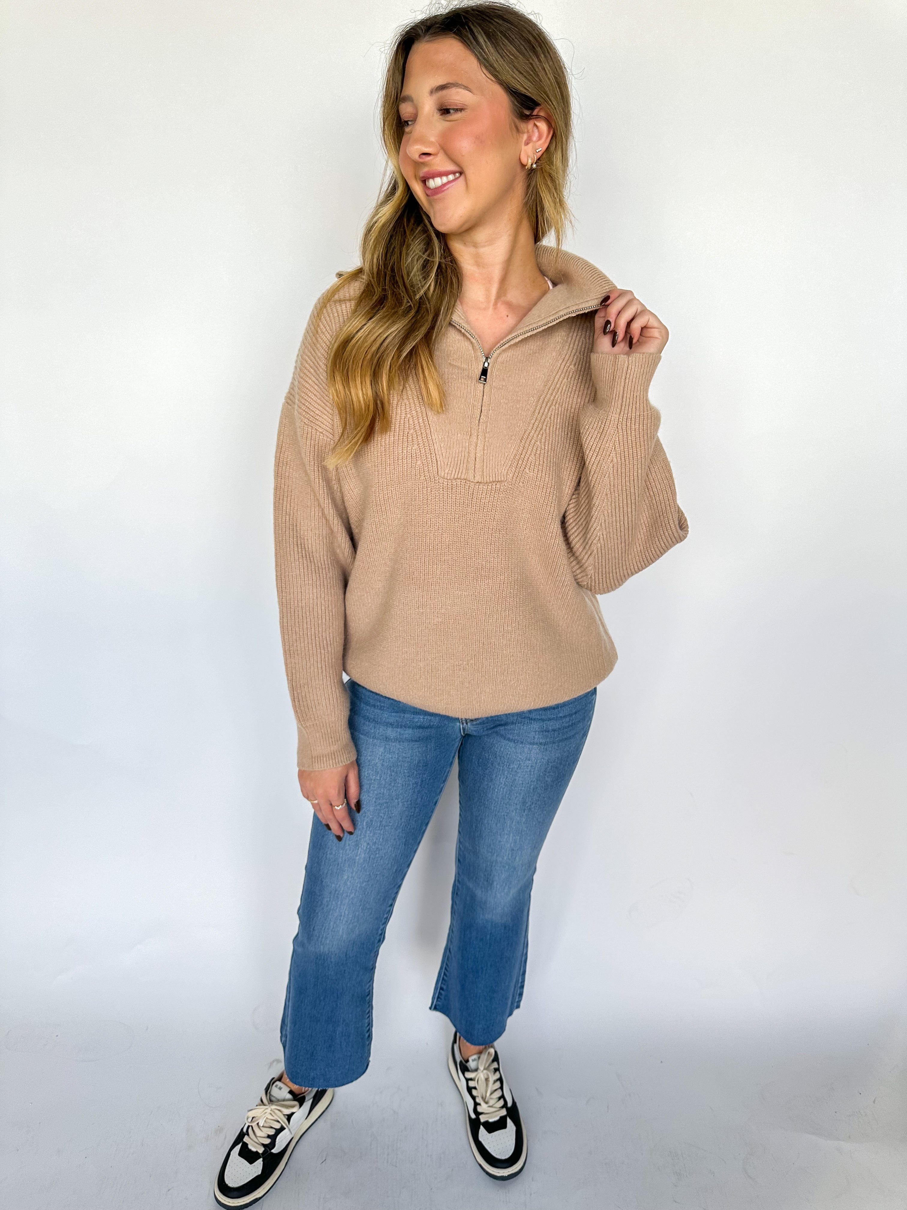 On The Town Tan Sweater