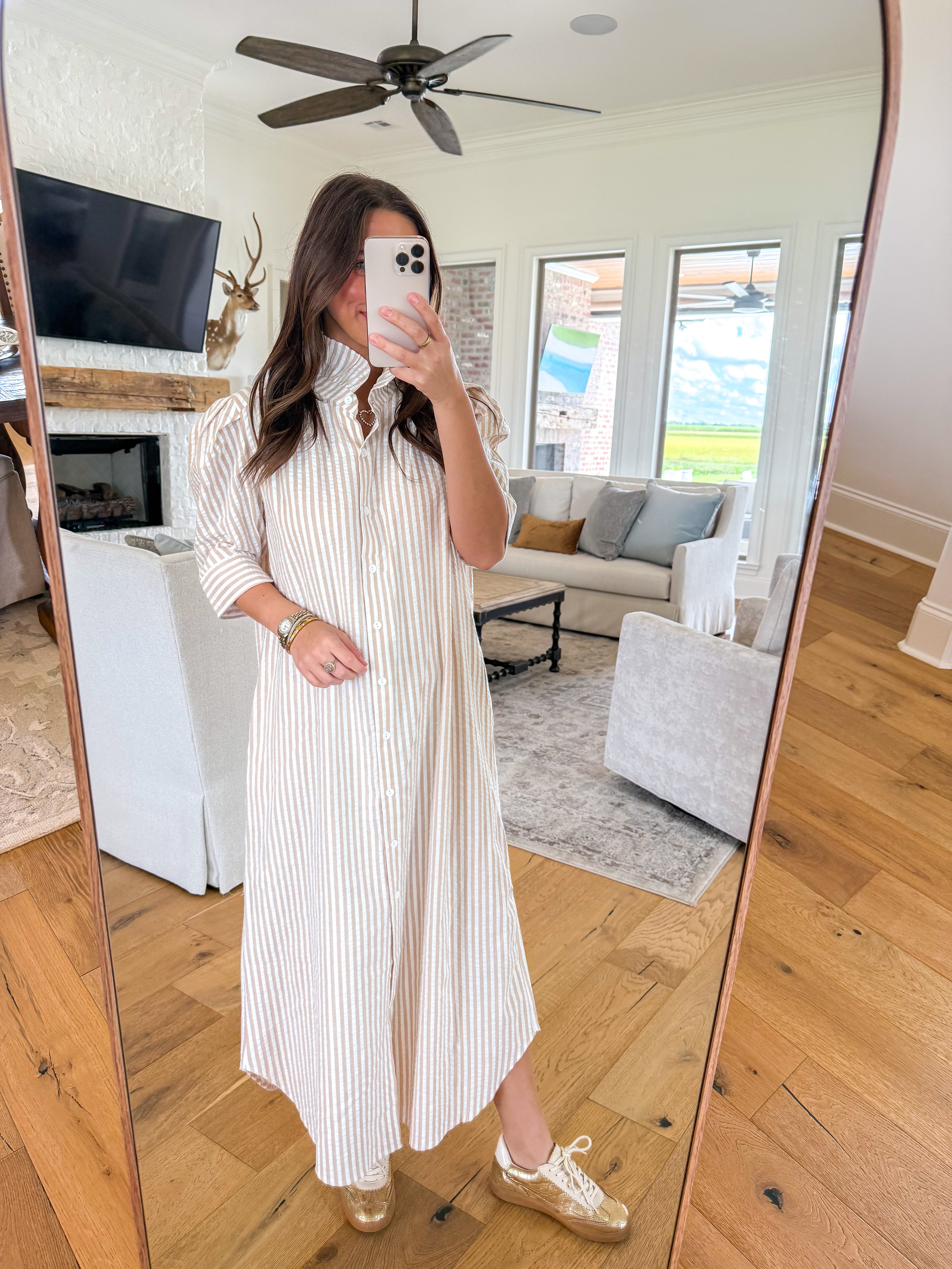 Nina Almond Gingham Midi