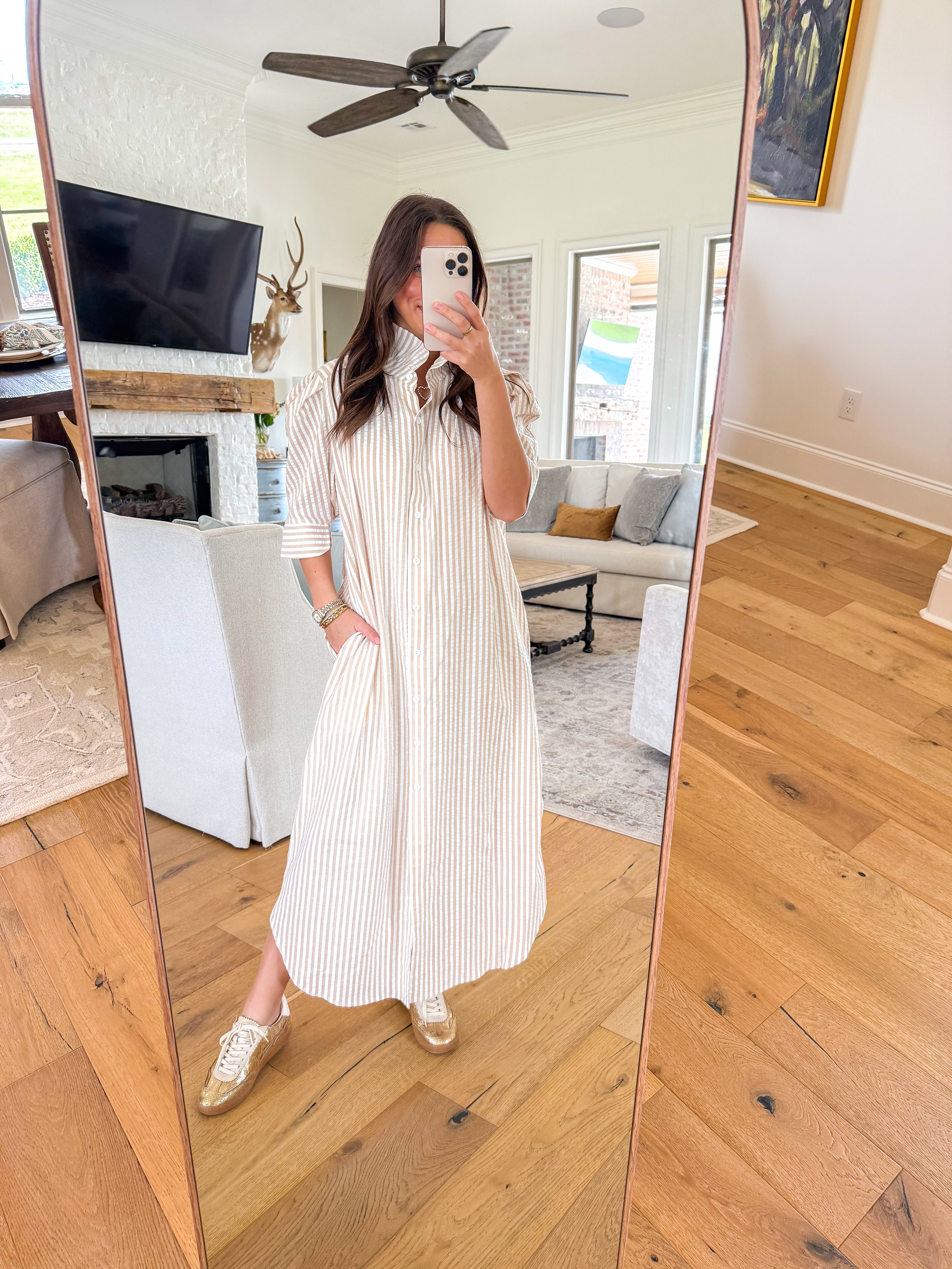 Nina Almond Gingham Midi