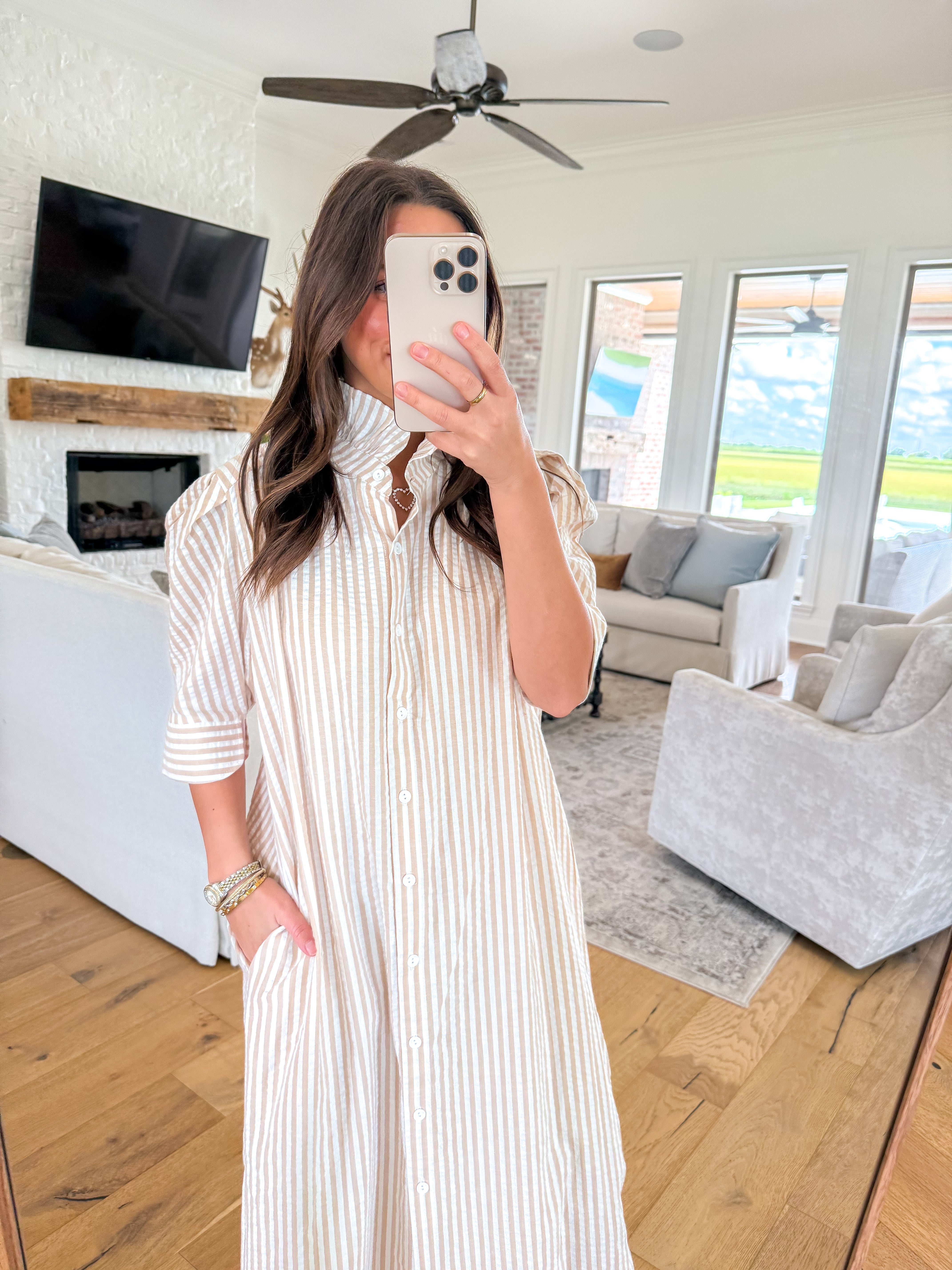 Nina Almond Gingham Midi