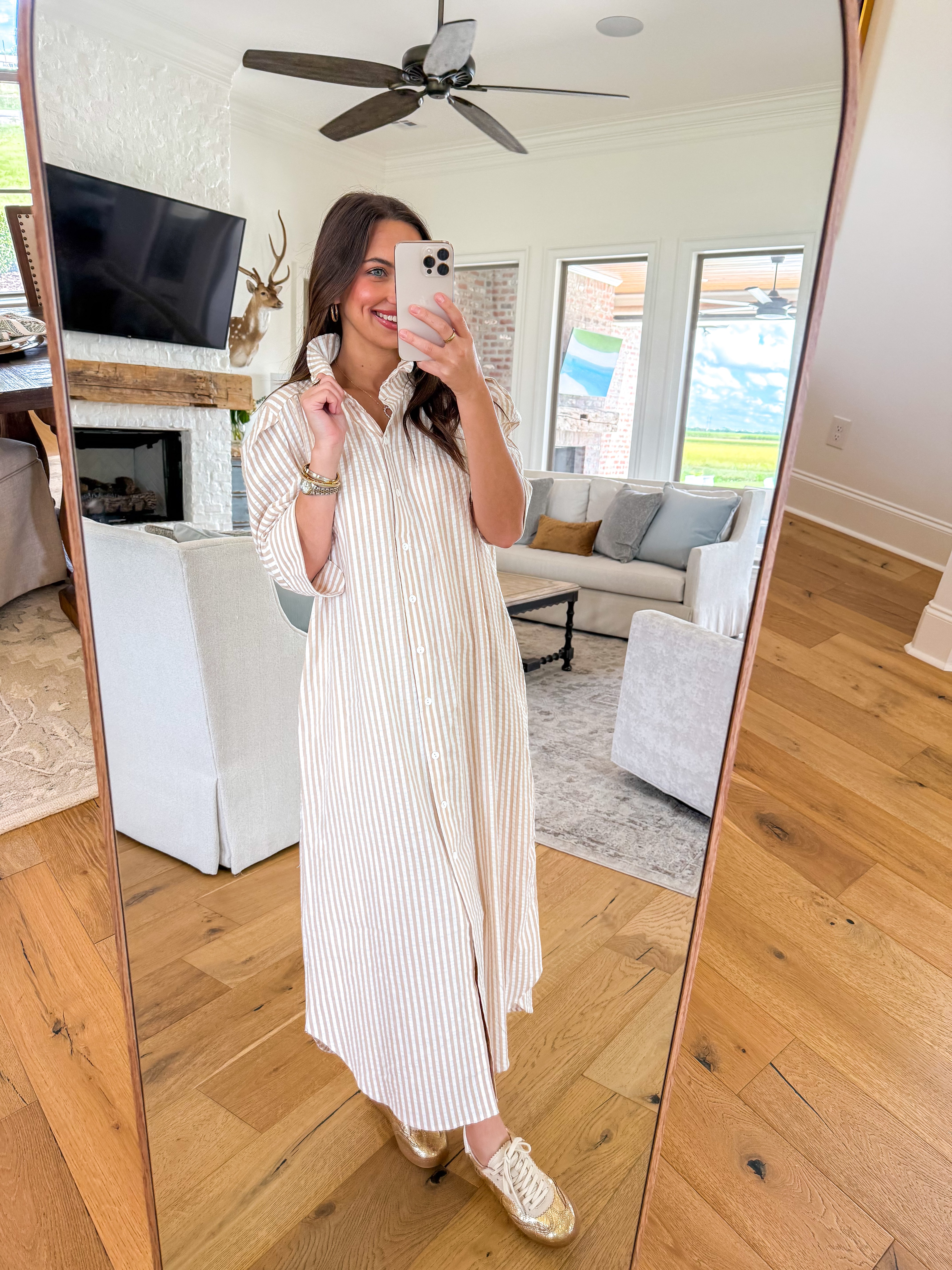 Nina Almond Gingham Midi