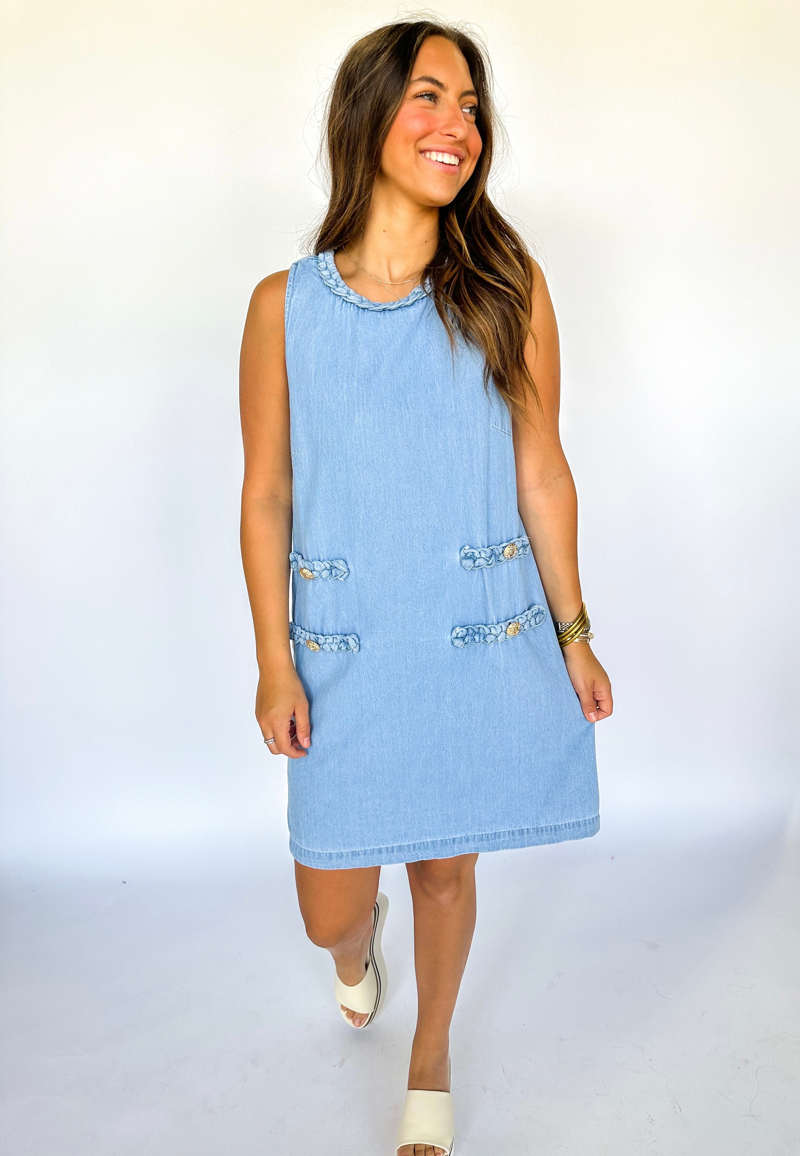 Braided Denim Mini Dress