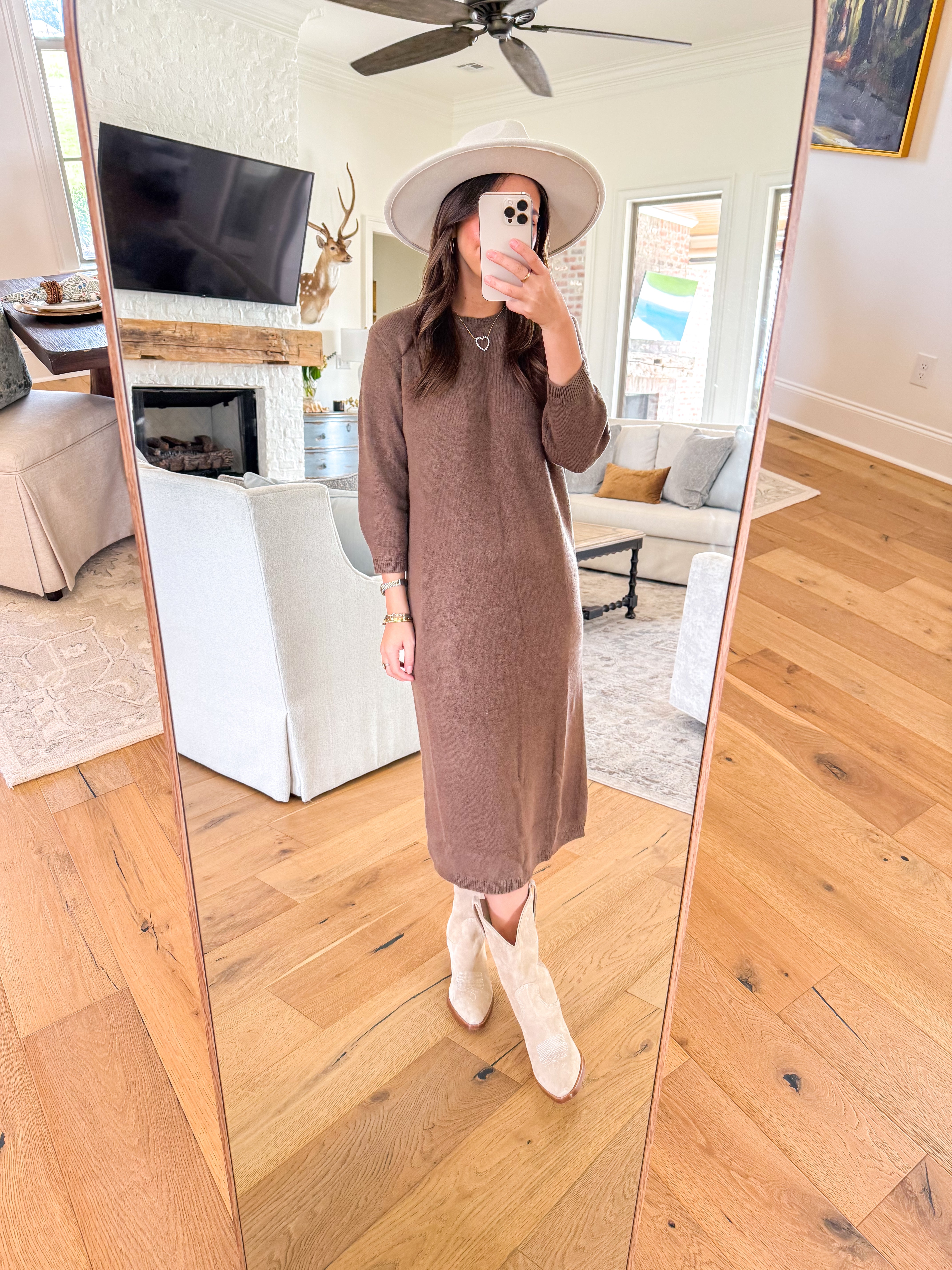 Everlane Brown Sweater Midi Dress