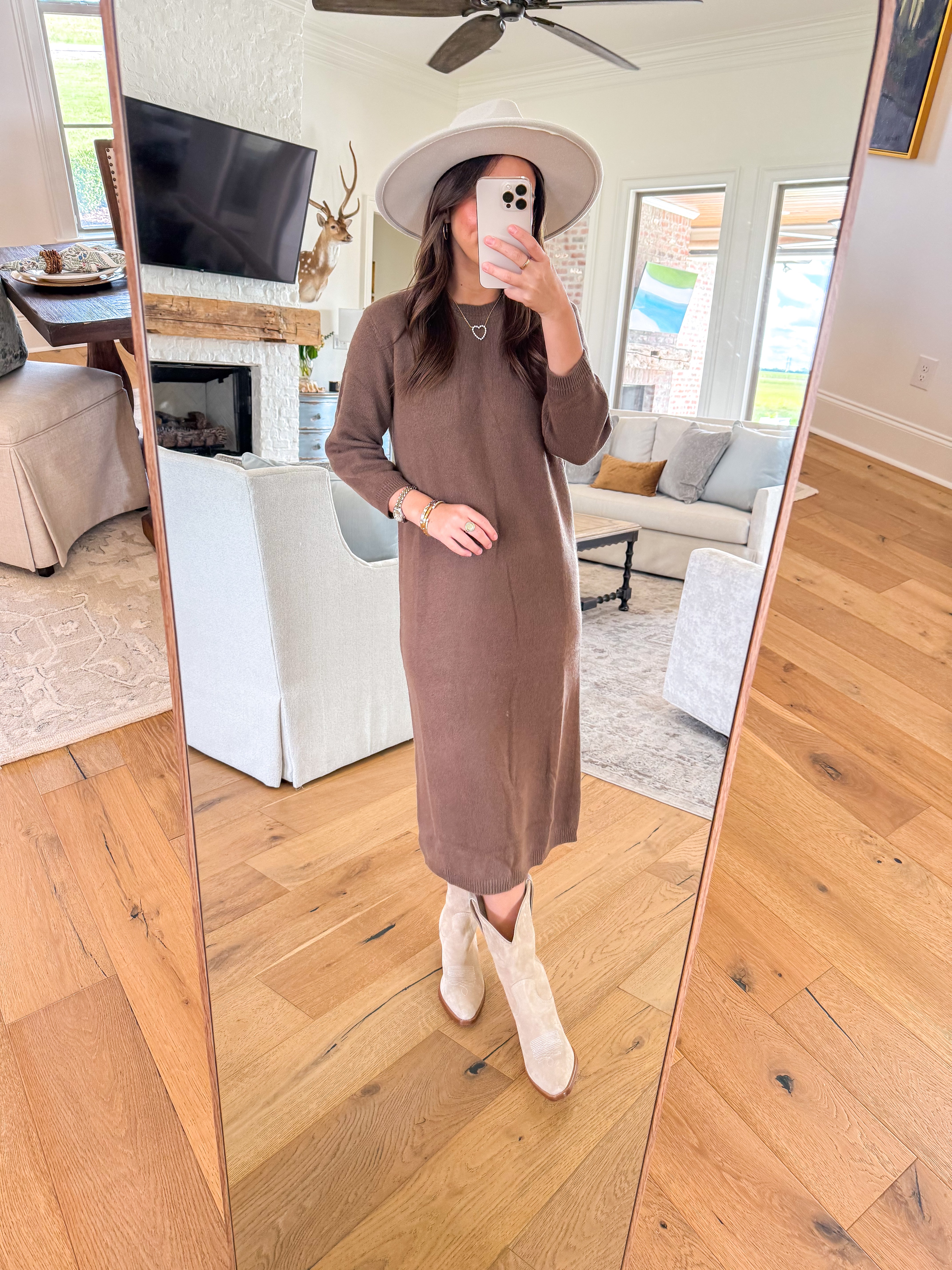Everlane Brown Sweater Midi Dress