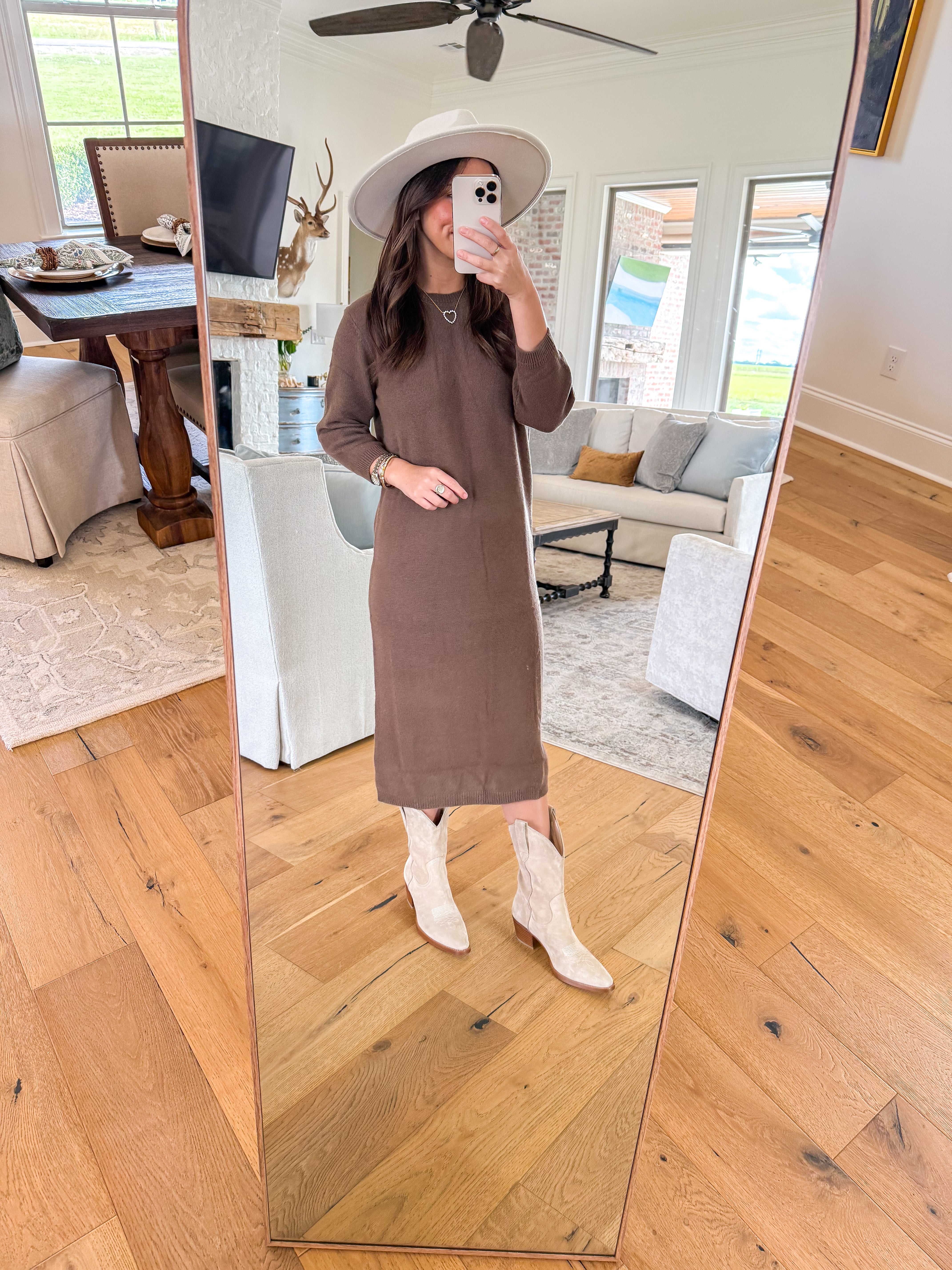 Everlane Brown Sweater Midi Dress