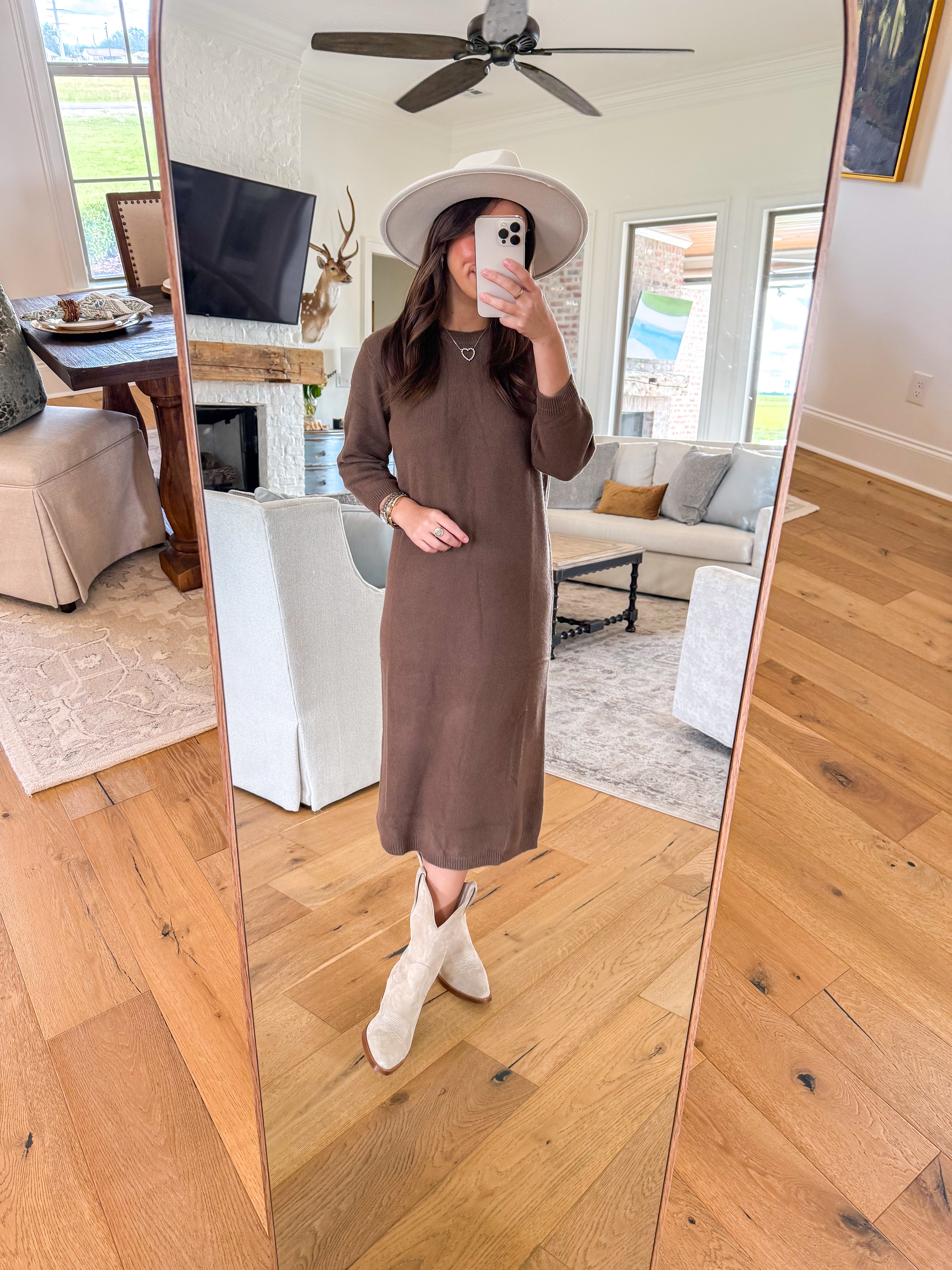 Everlane Brown Sweater Midi Dress