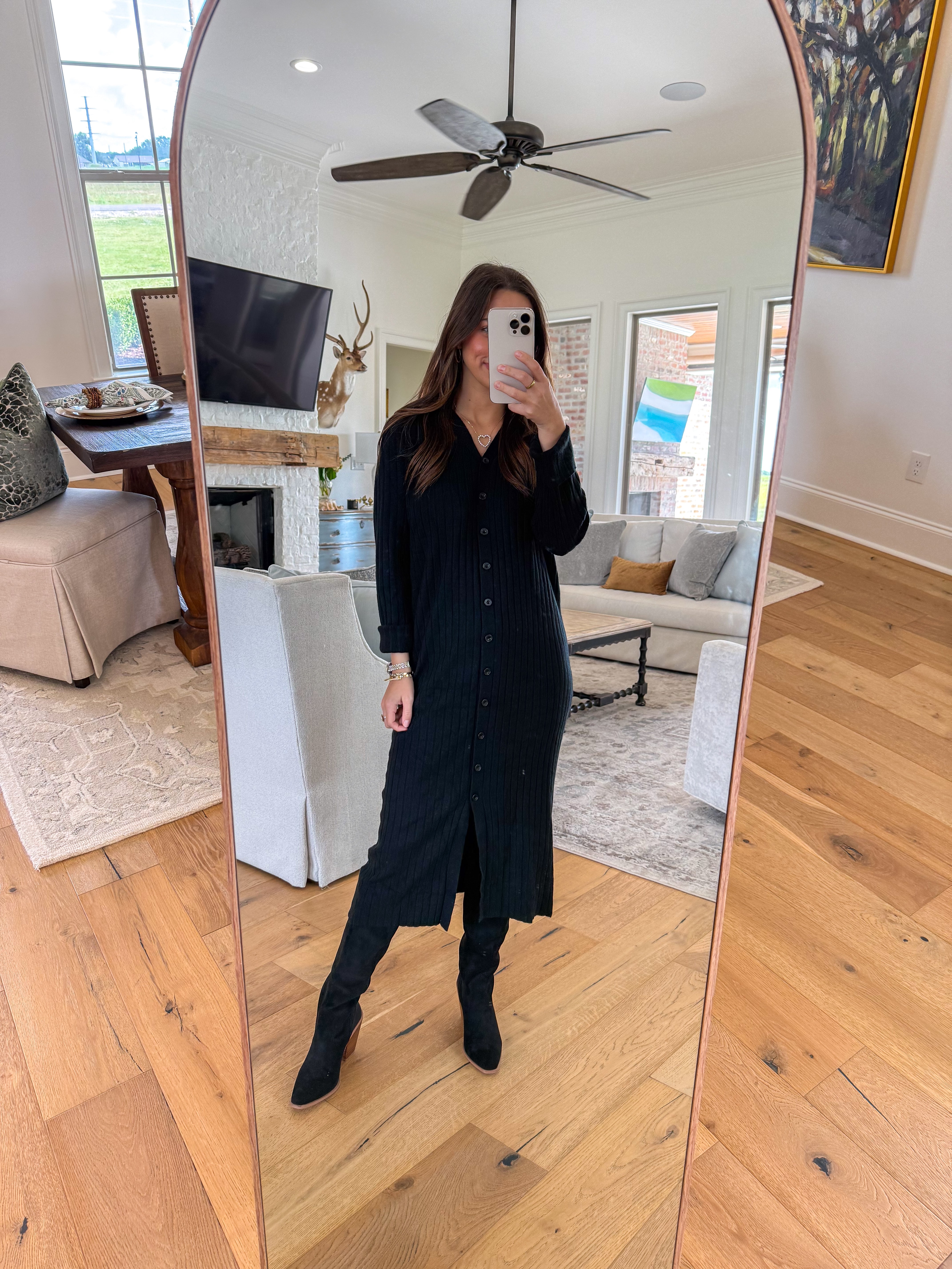 City Stroll Black Sweater Midi Dress