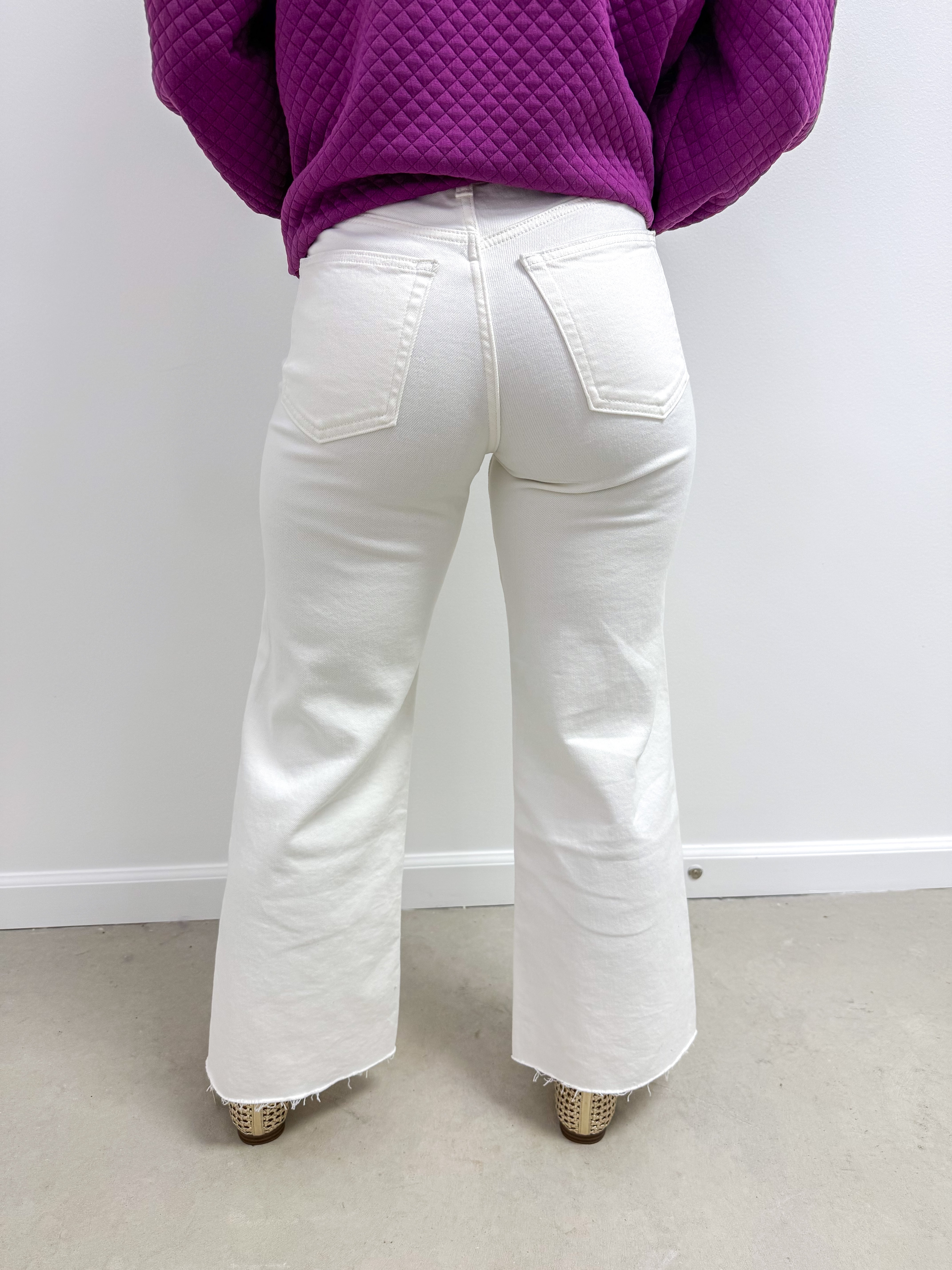 White Slim Wide Leg Jeans