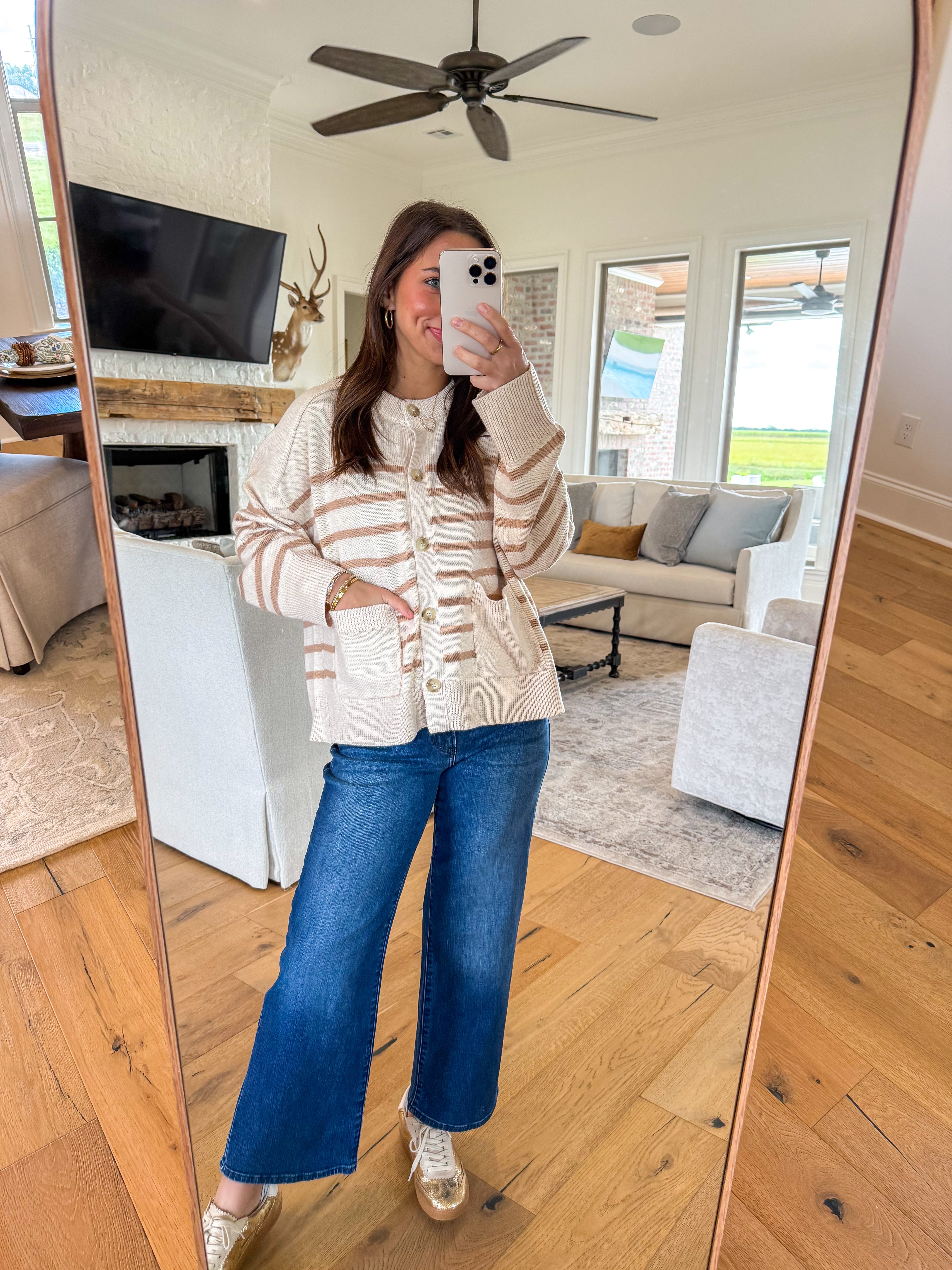 Arlo Latte Striped Sweater