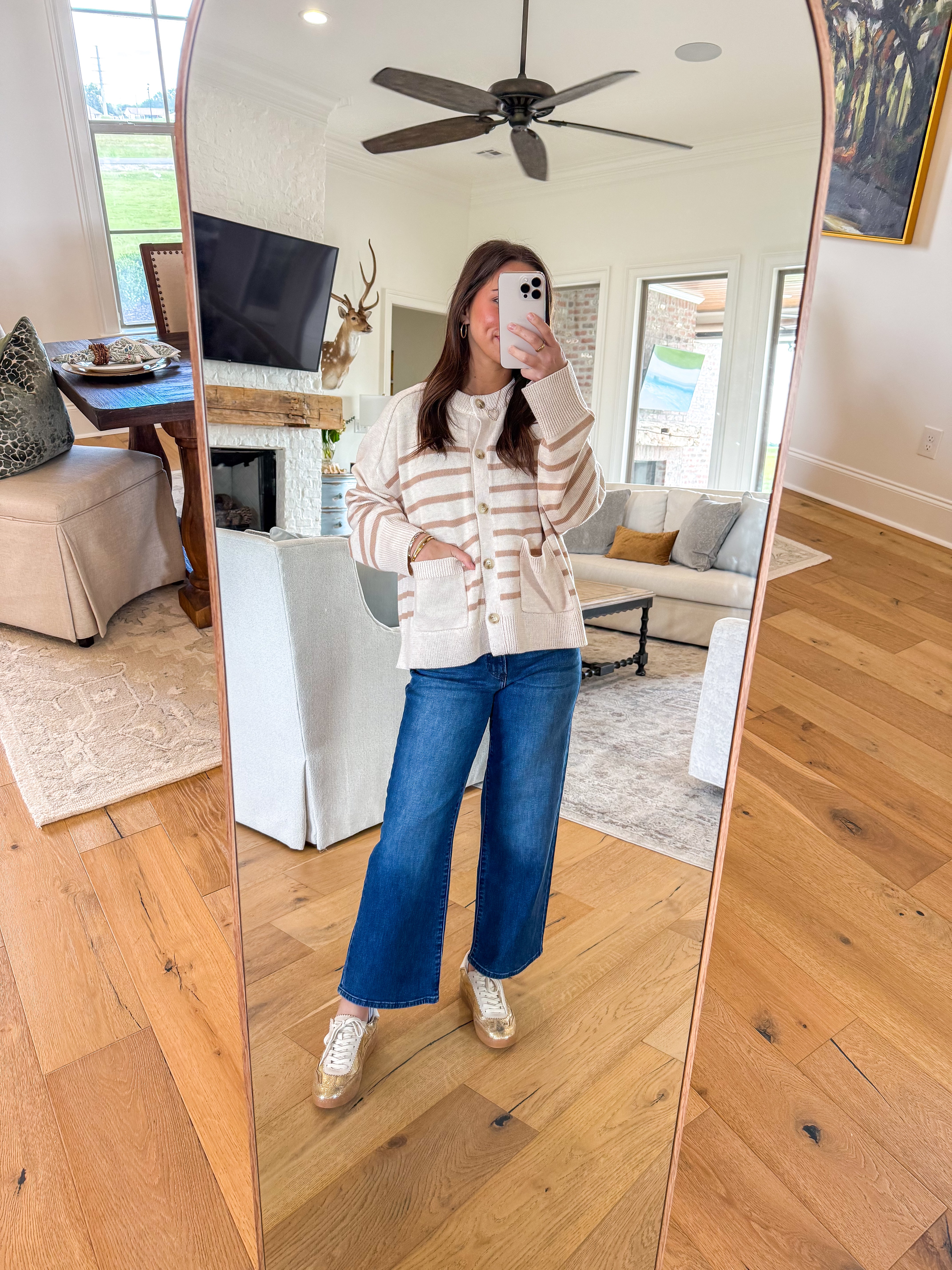 Arlo Latte Striped Sweater