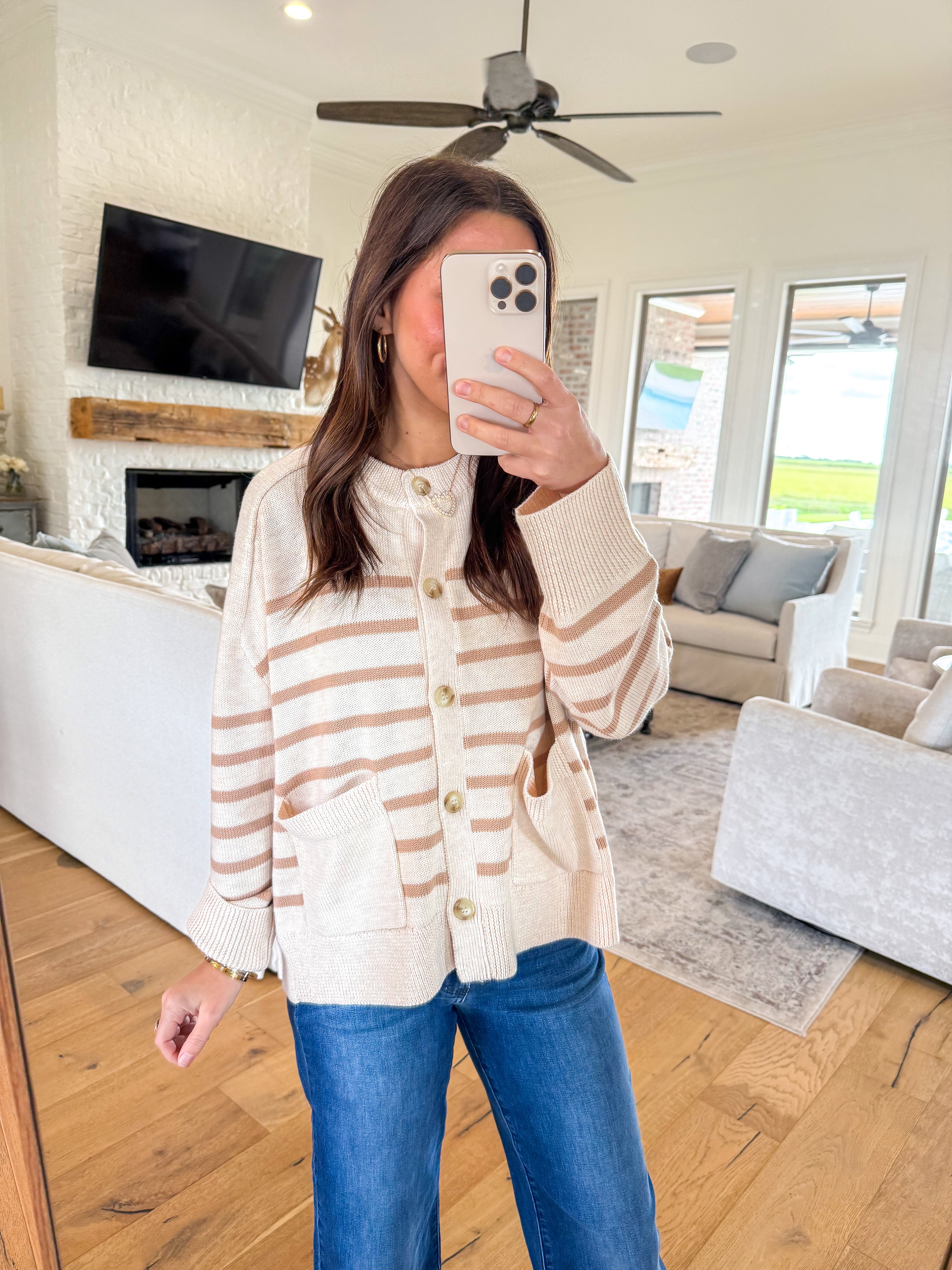 Arlo Latte Striped Sweater