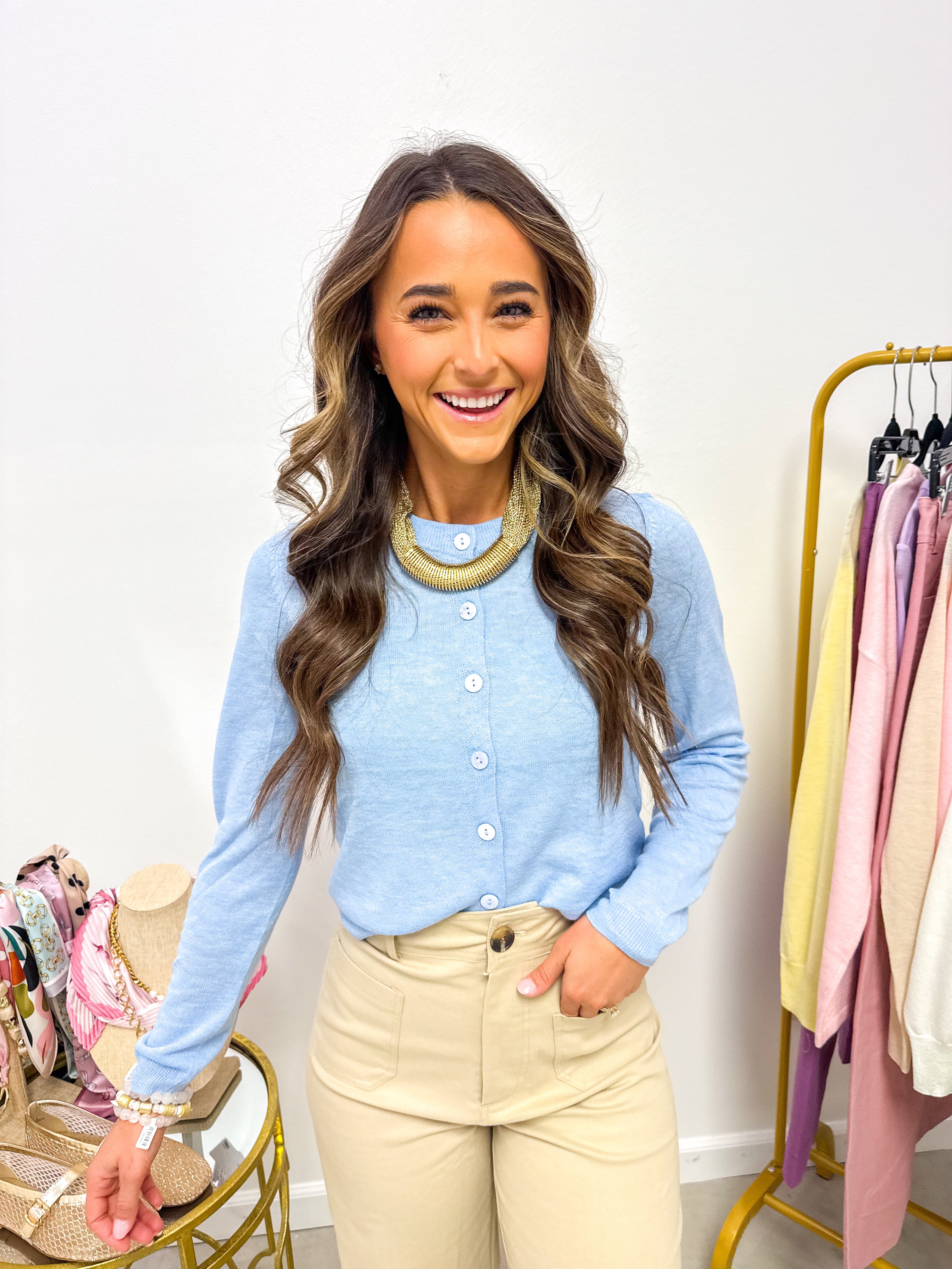 Gianna Light Blue Knit Cardigan