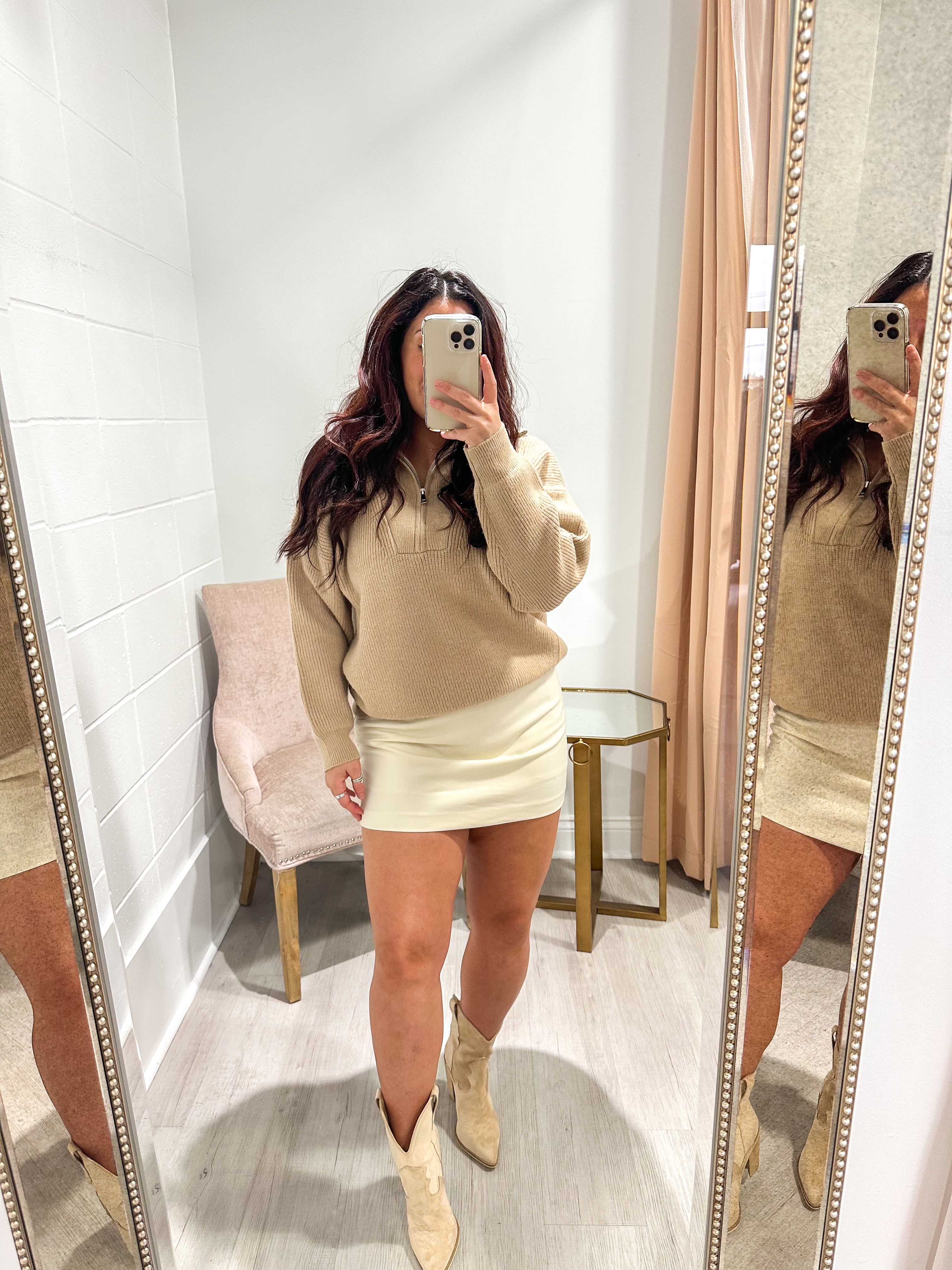 On The Town Tan Sweater