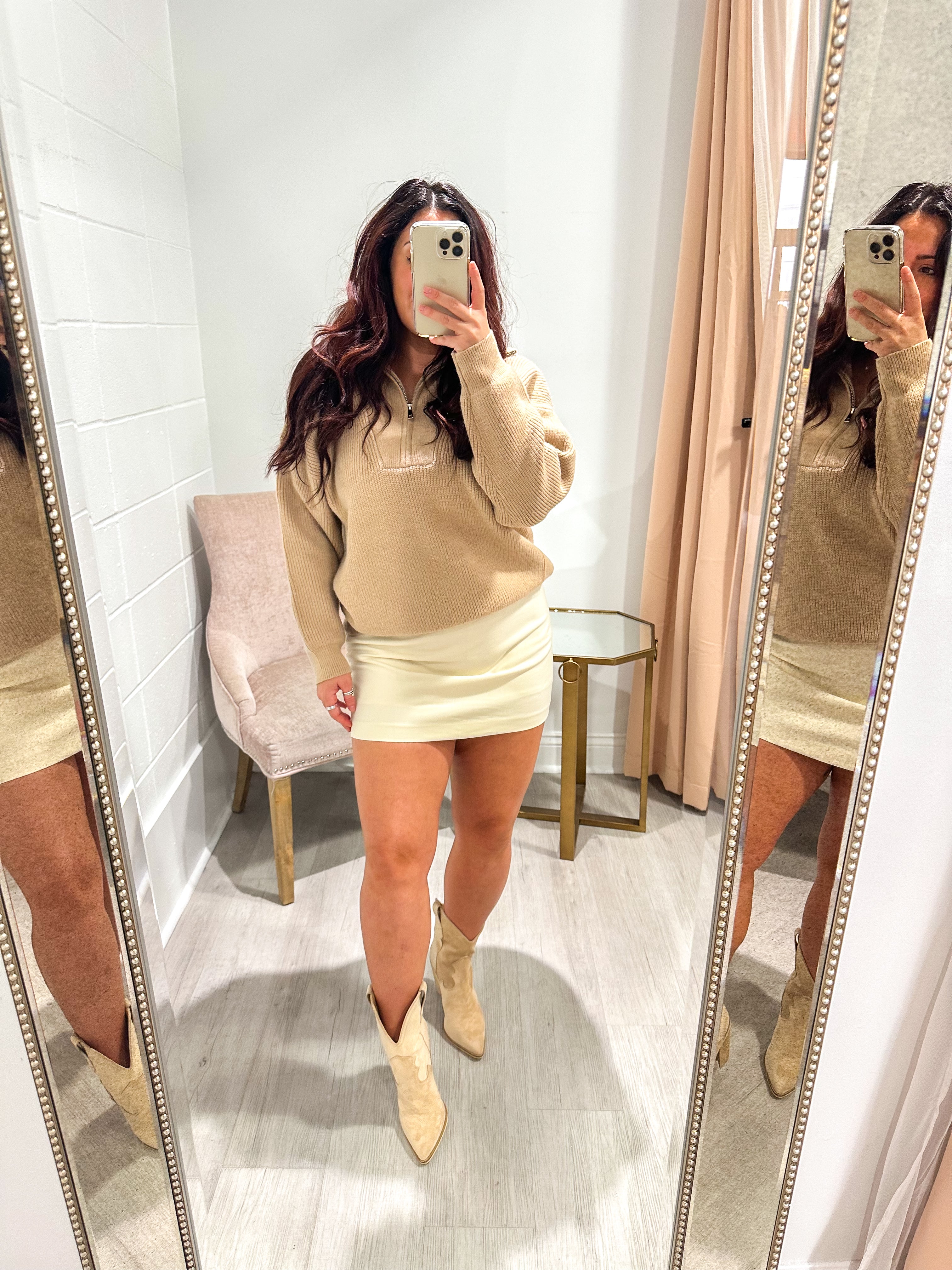 On The Town Tan Sweater