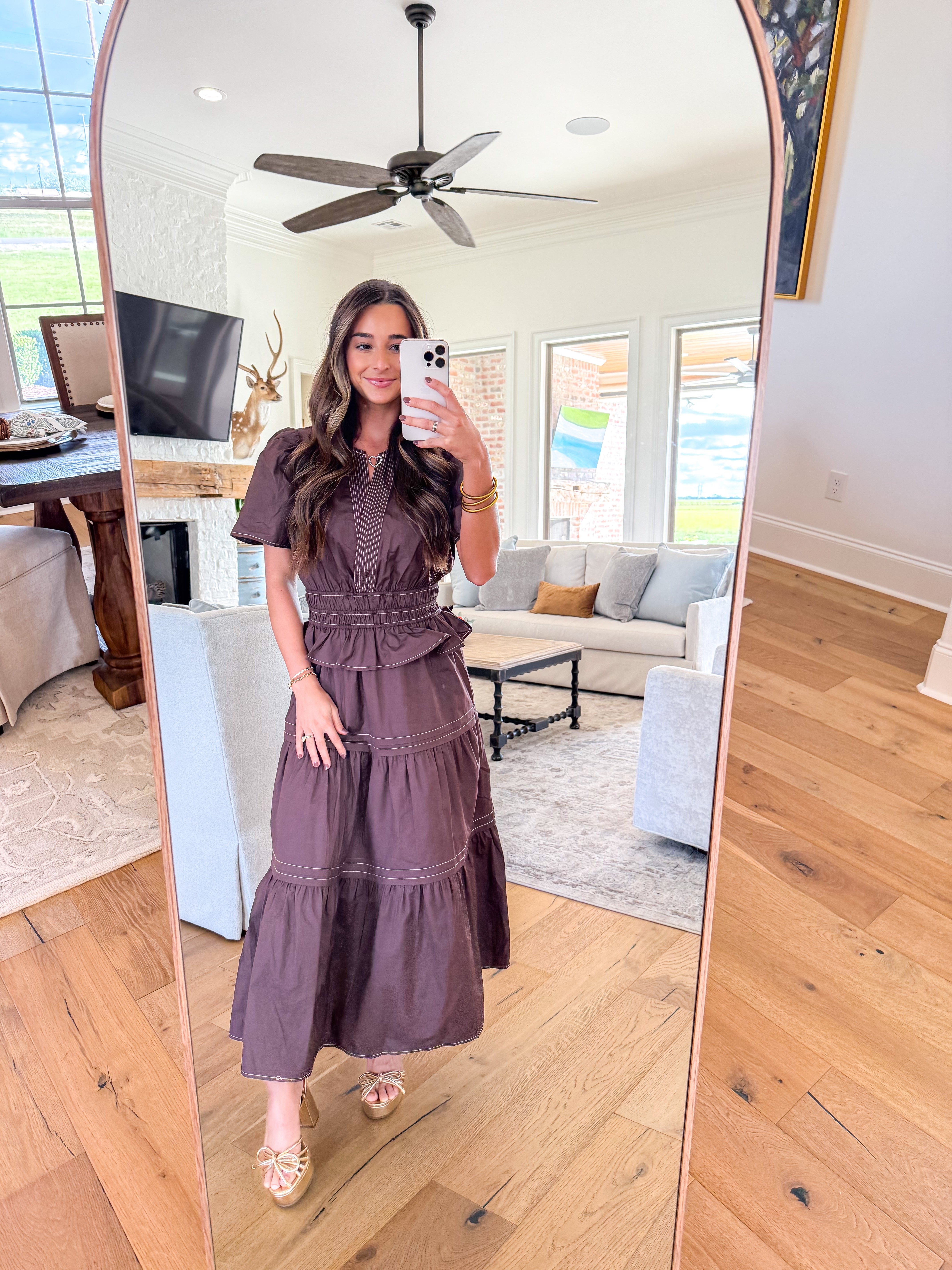 Lennon Brown Tiered Midi