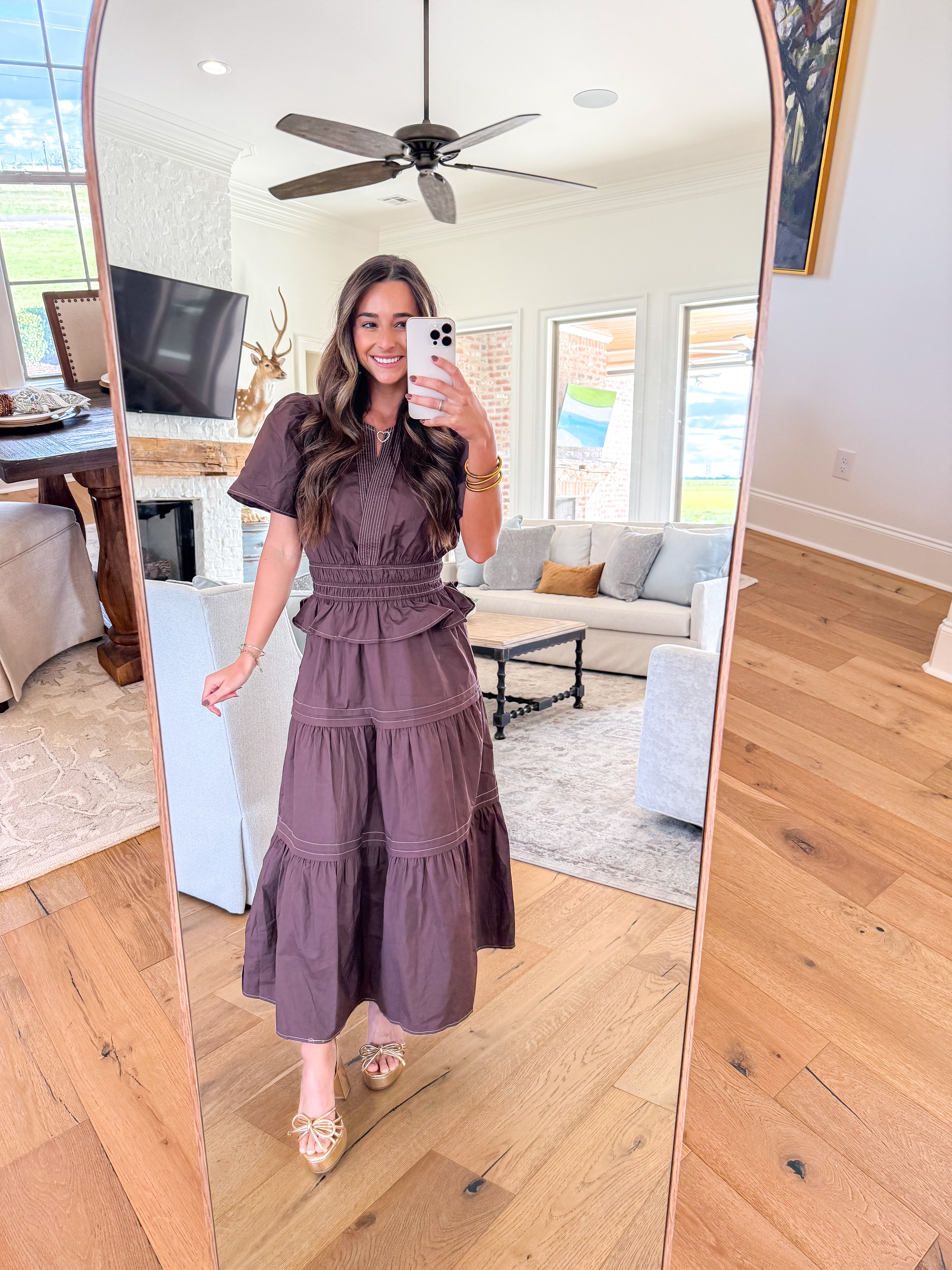 Lennon Brown Tiered Midi