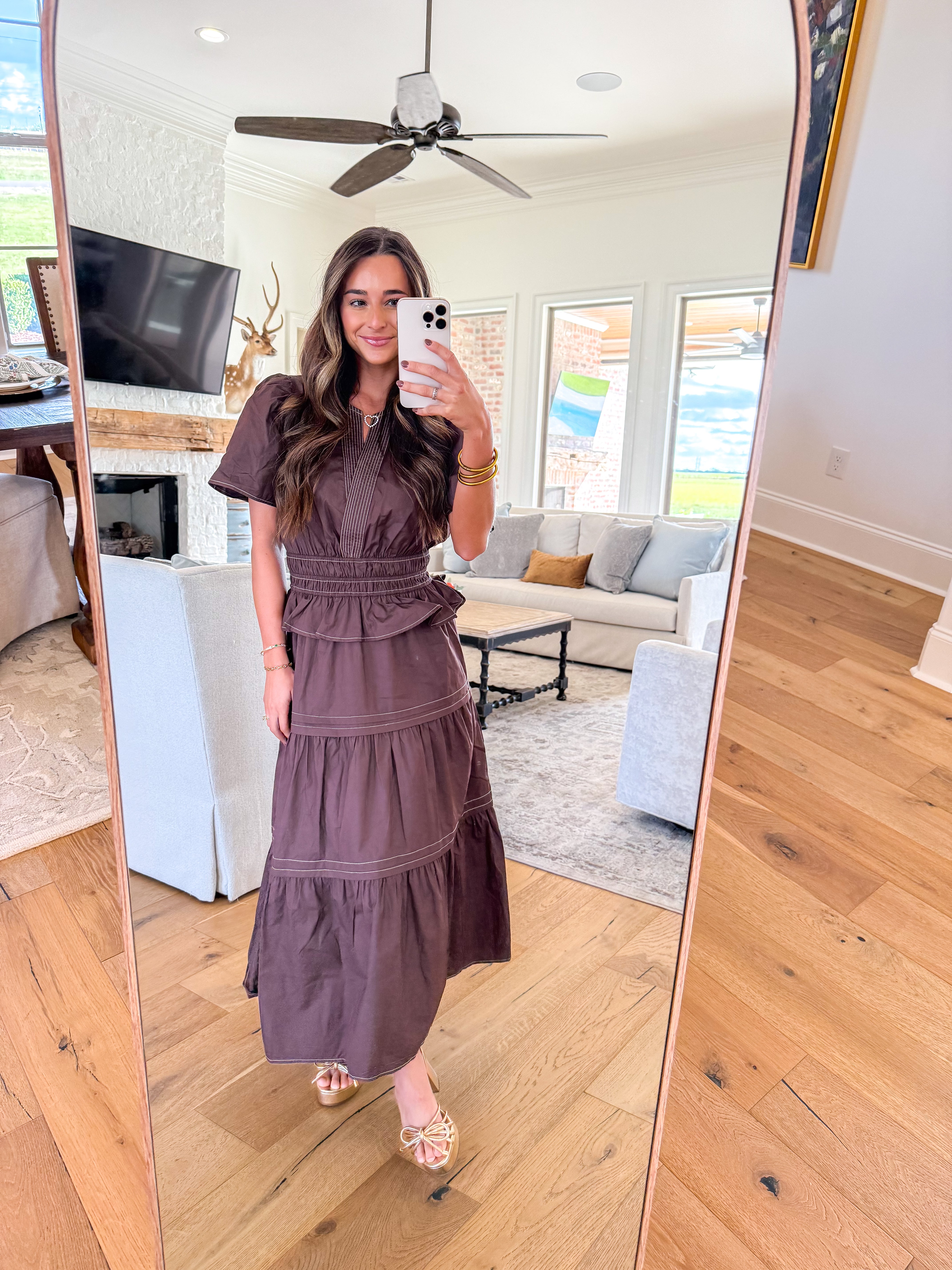 Lennon Brown Tiered Midi