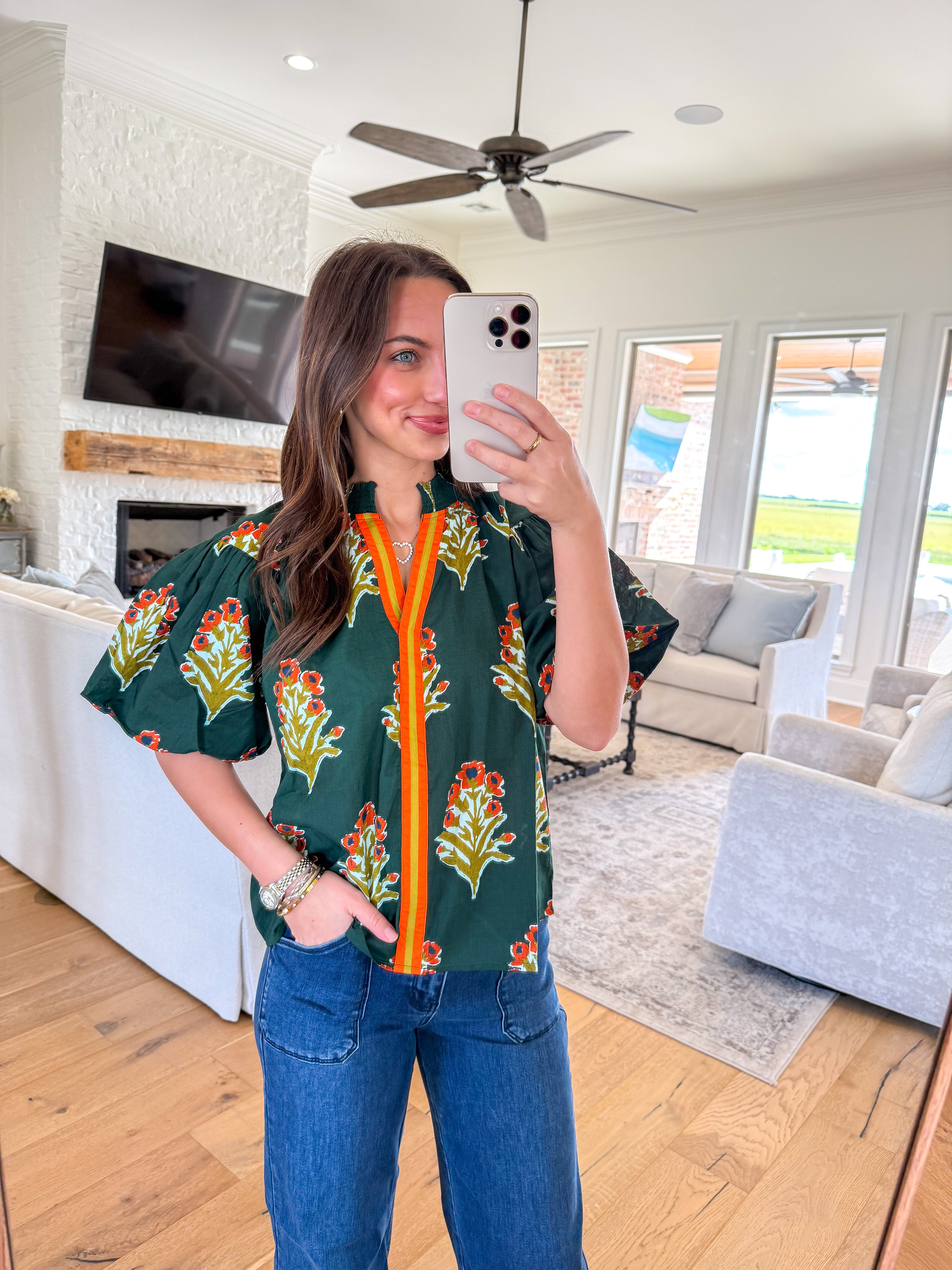 Carys Green Floral Blouse