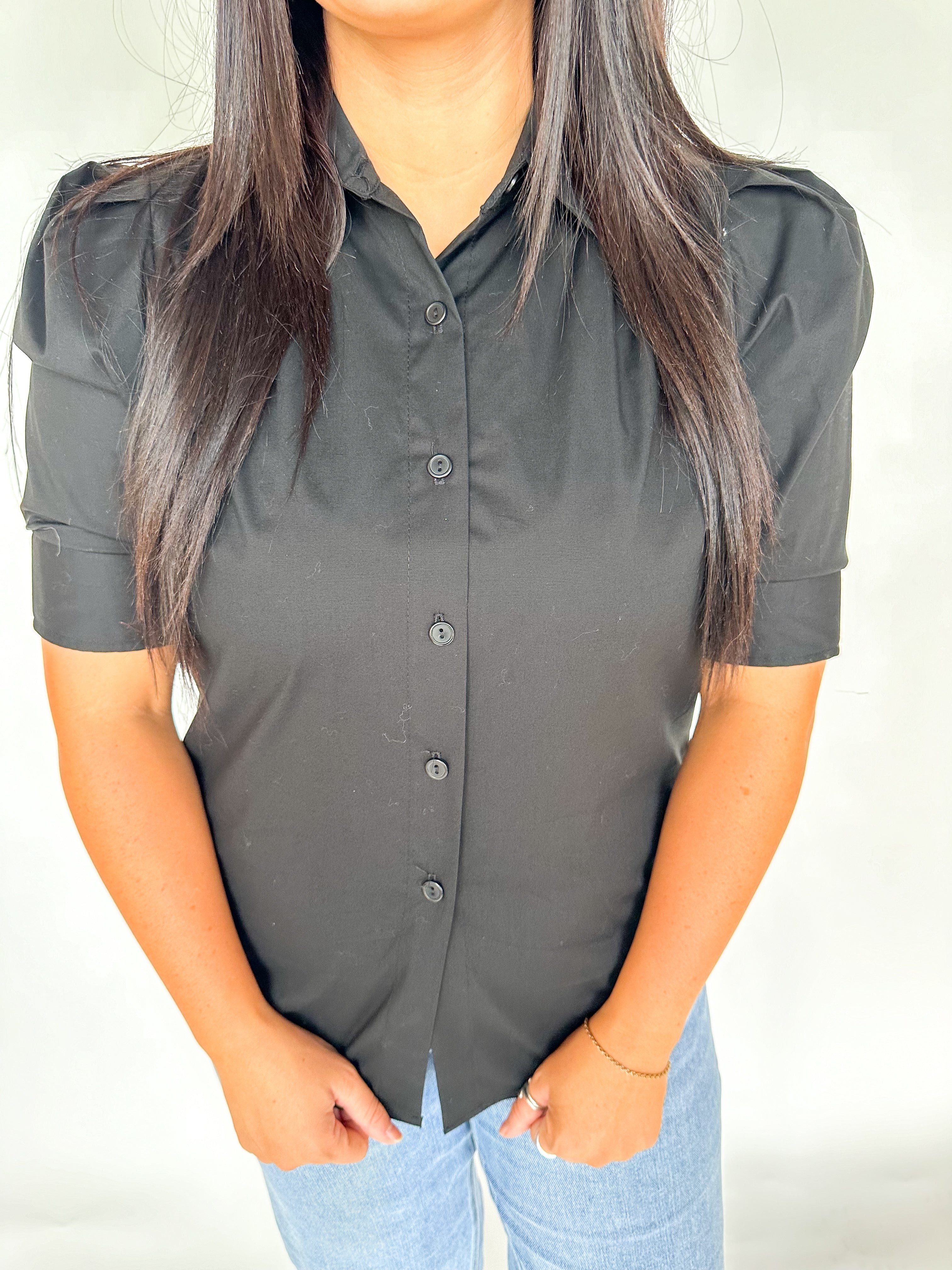 Carson Black Button Down