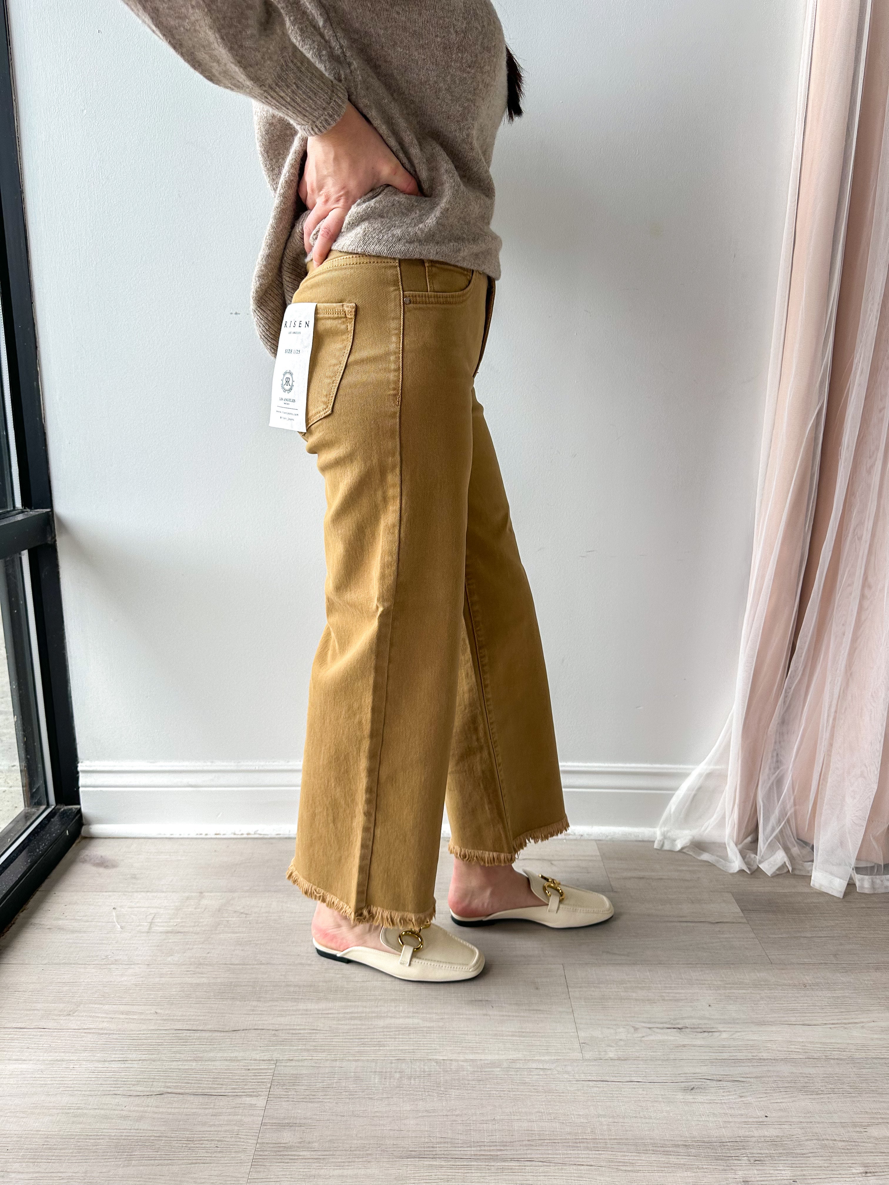 Mocha Wide Leg Crop Denim