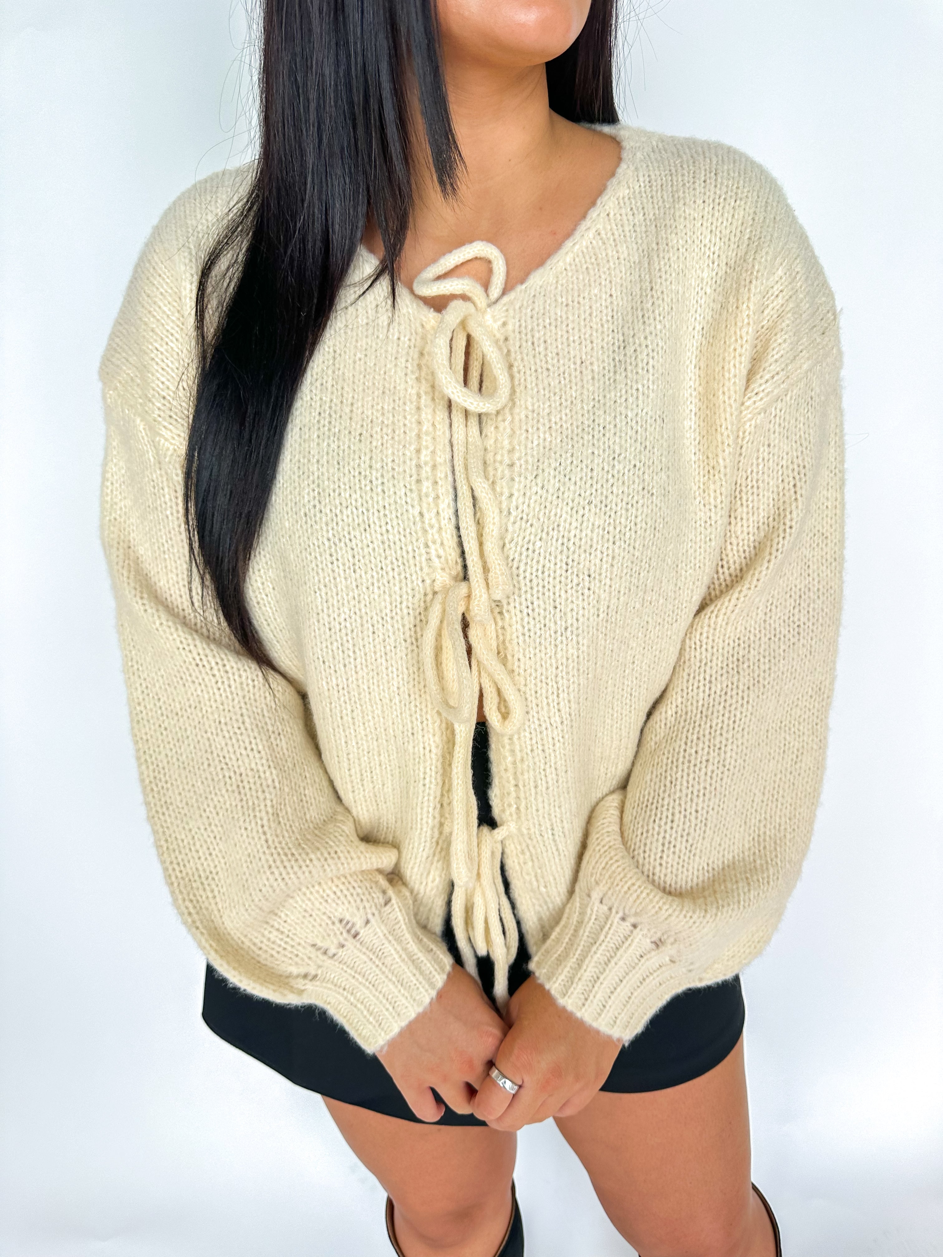 Cream Bow Cardi Sweater