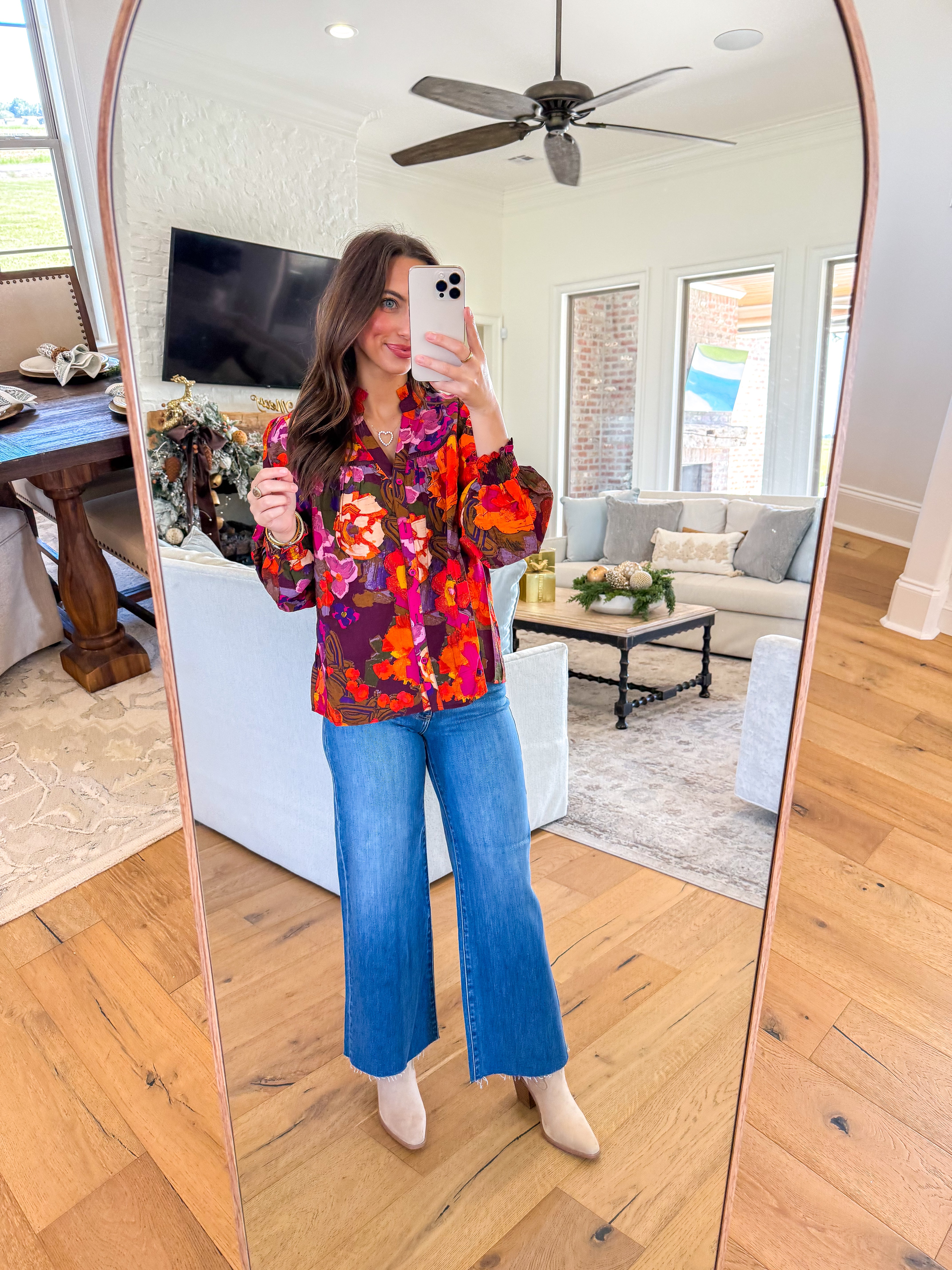 Medium Wash Scissor Cut Wide Leg Jeans