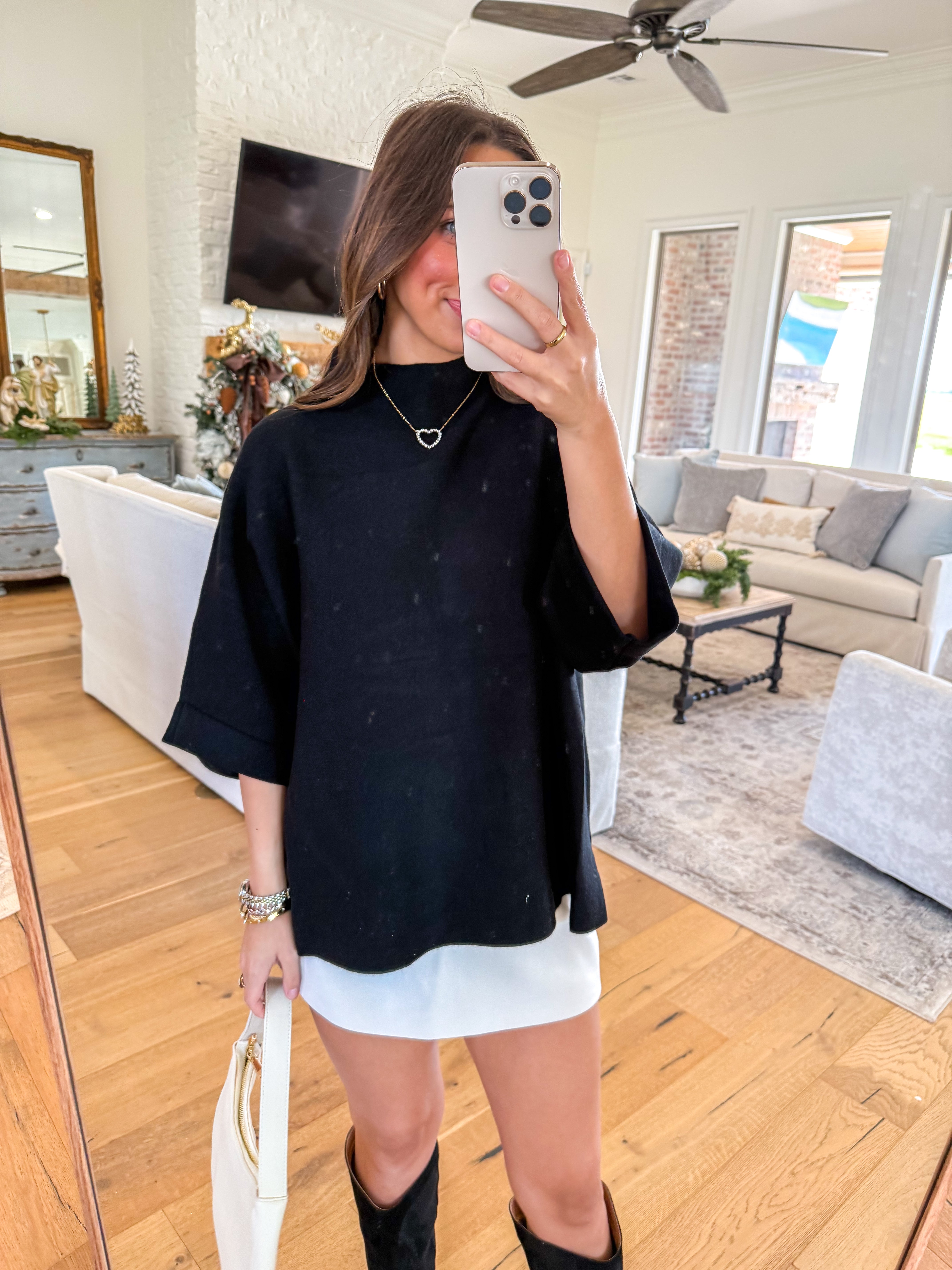 Elmwood Mock Neck Sweater Top Black