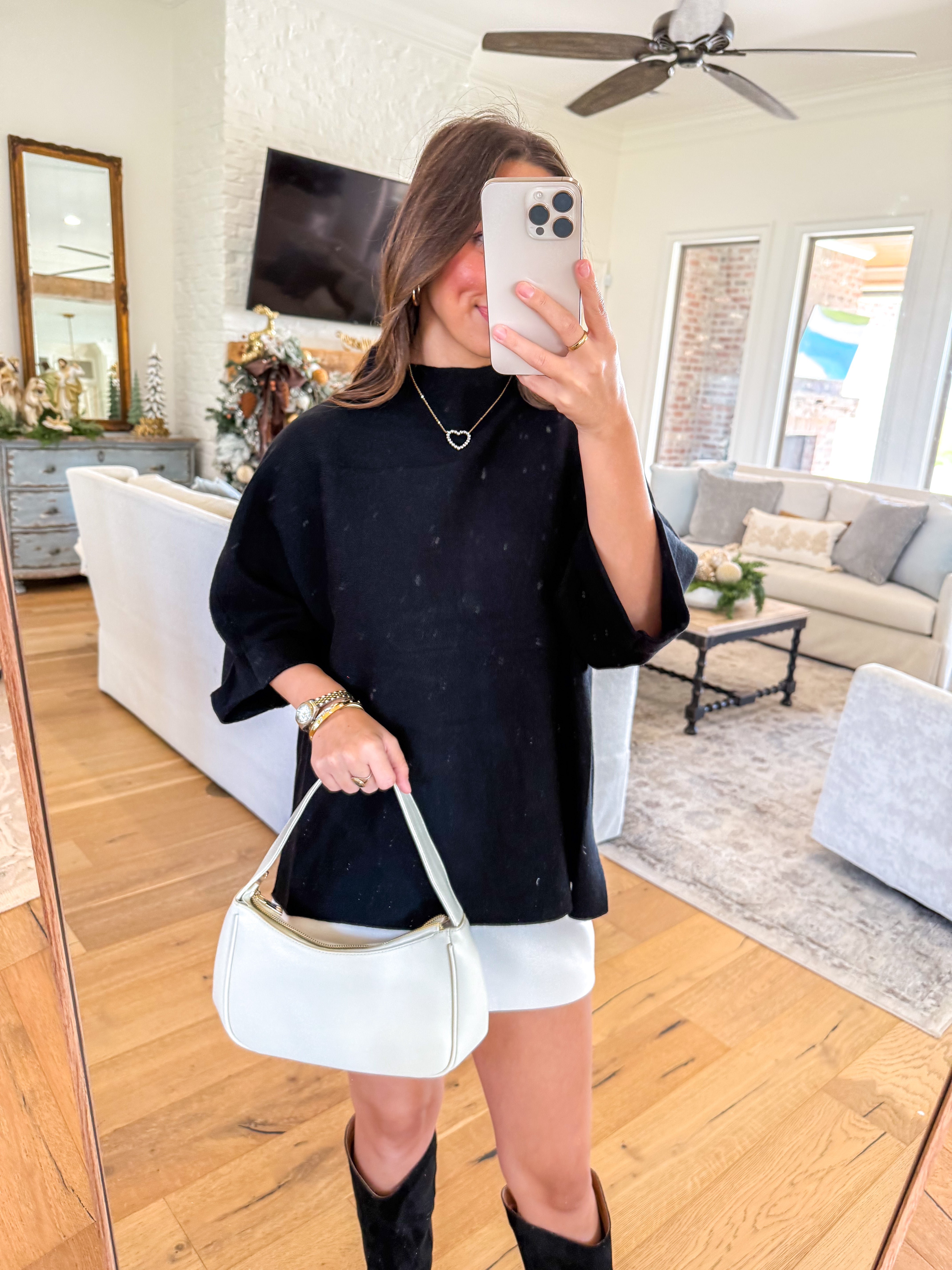 Elmwood Mock Neck Sweater Top Black