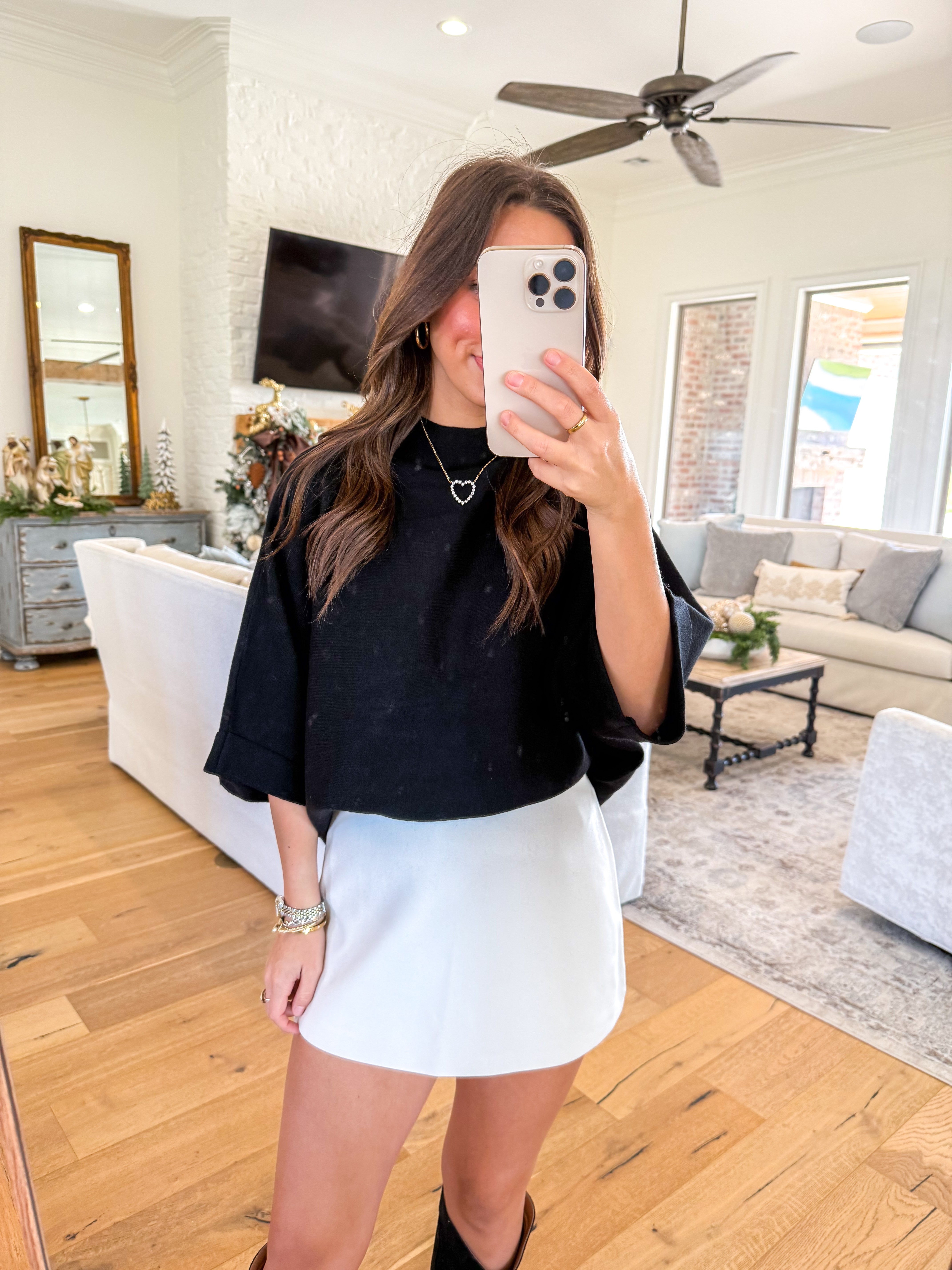 Elmwood Mock Neck Sweater Top Black