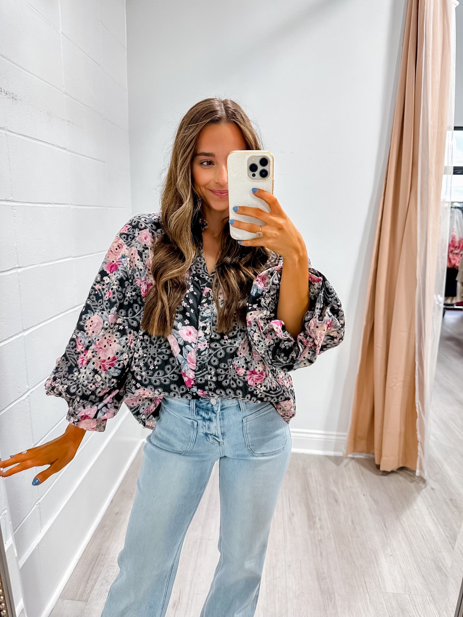 Pretty Girl Black Floral Blouse