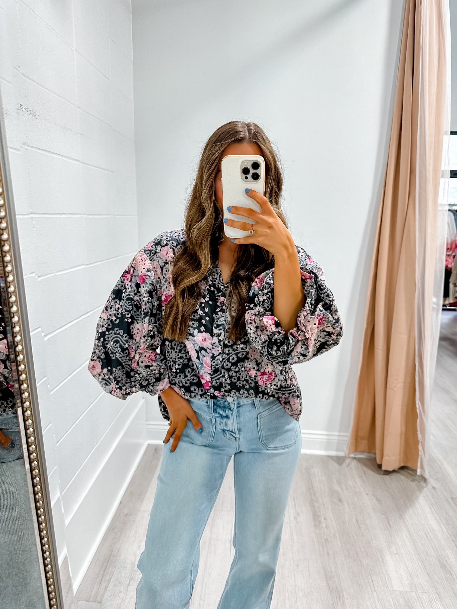 Pretty Girl Black Floral Blouse