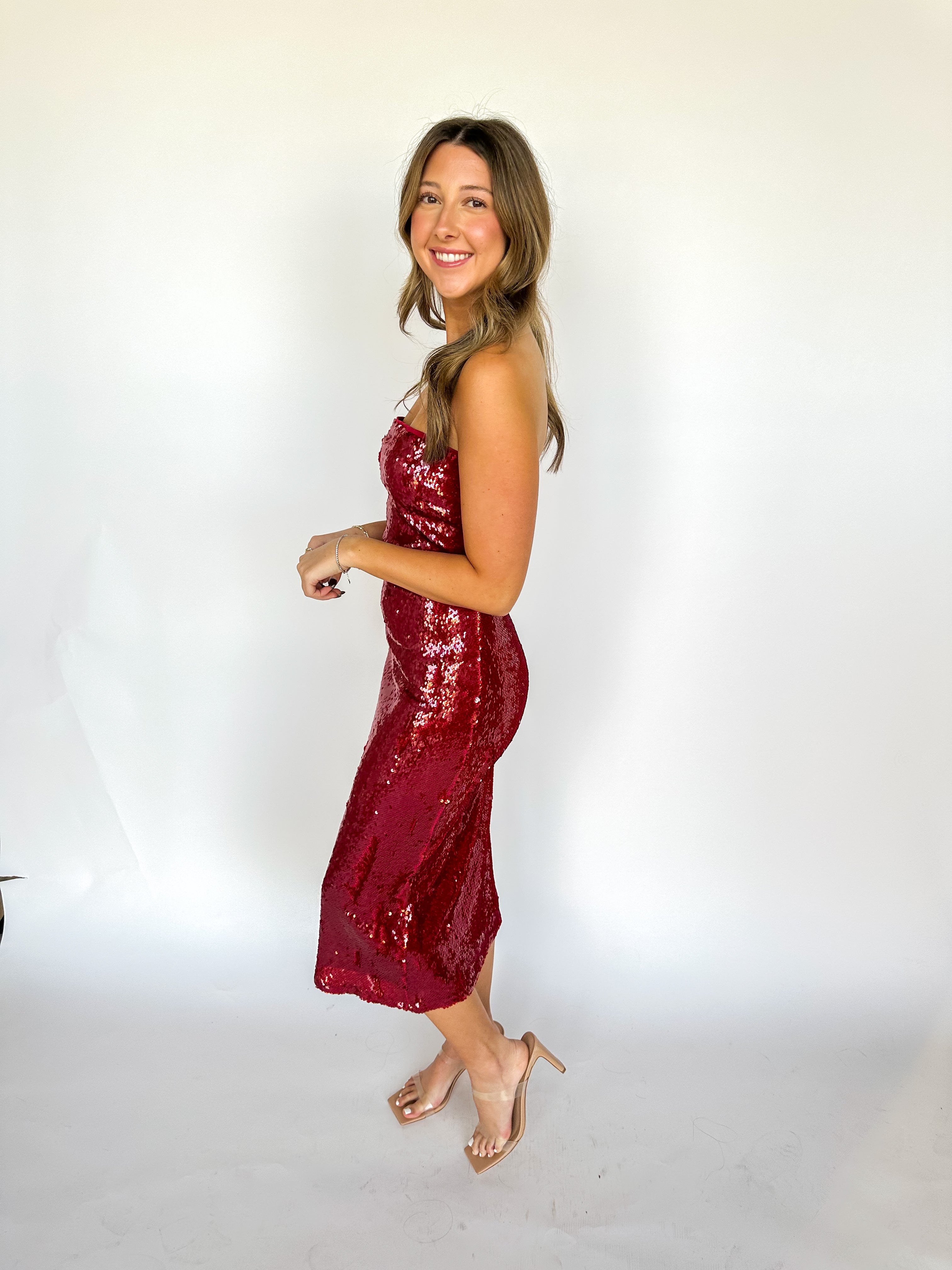 Atlanta Sequined Dress Red