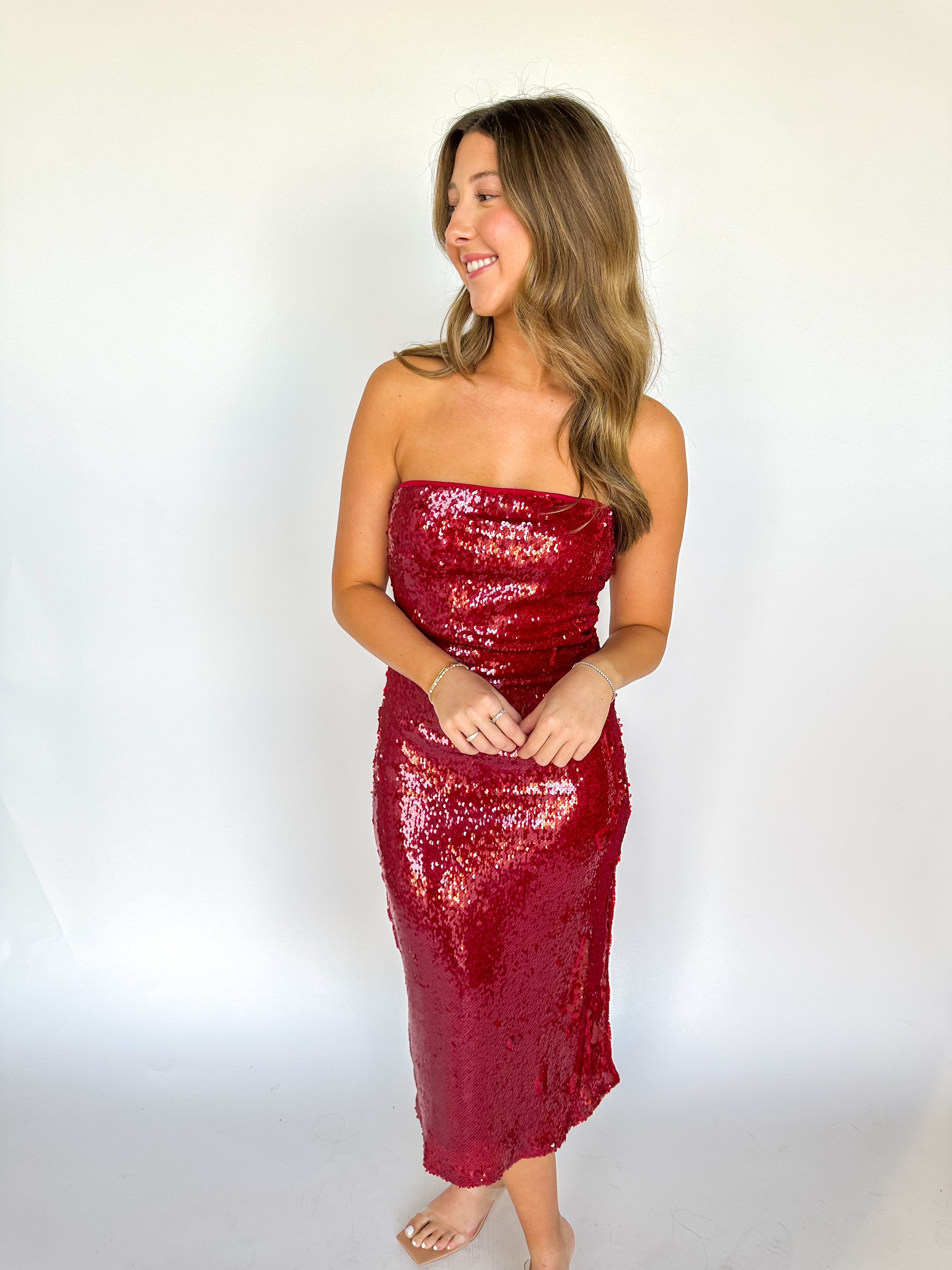 Atlanta Sequined Dress Red