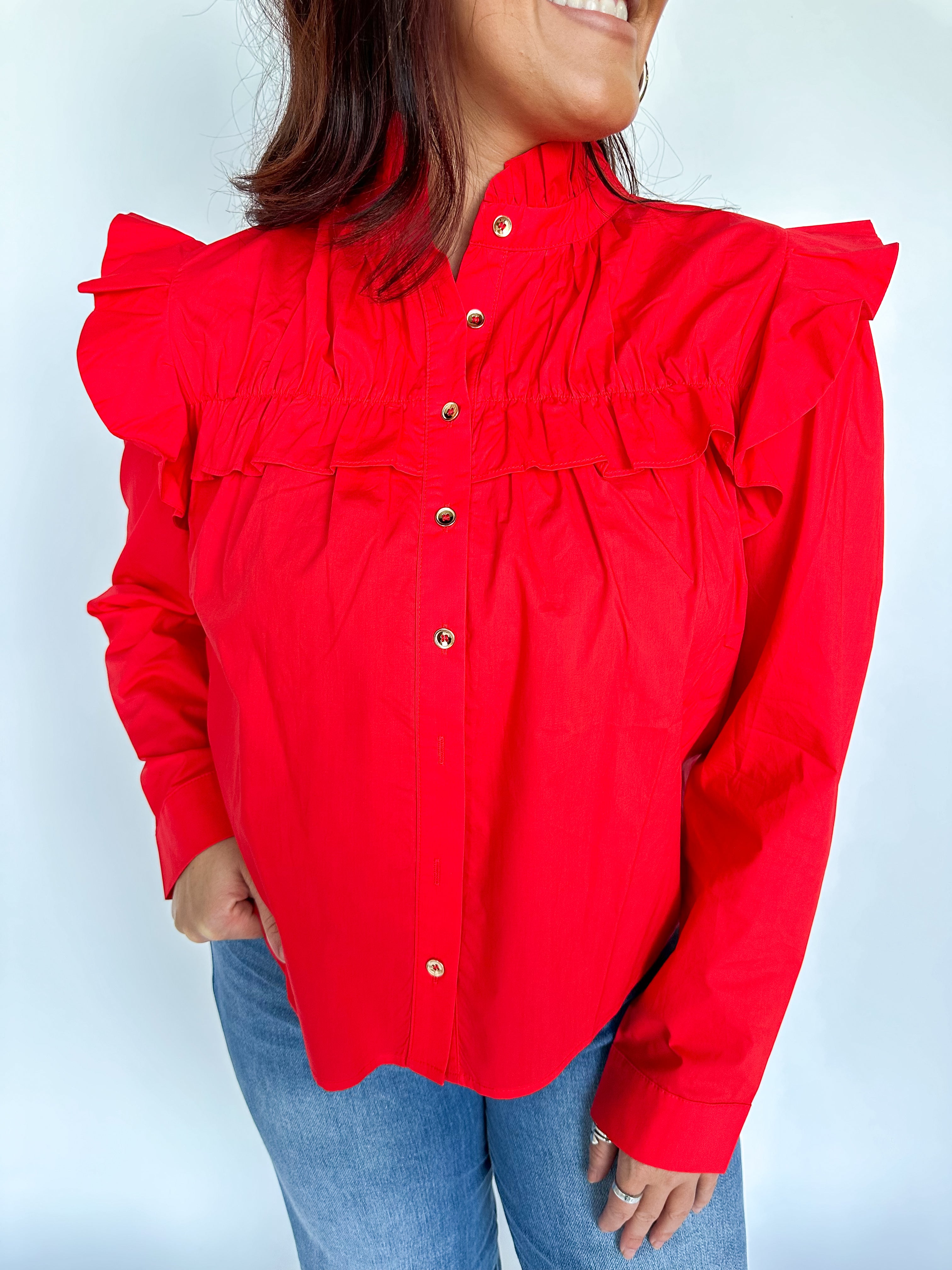 Rudolf Ruffle Red Blouse