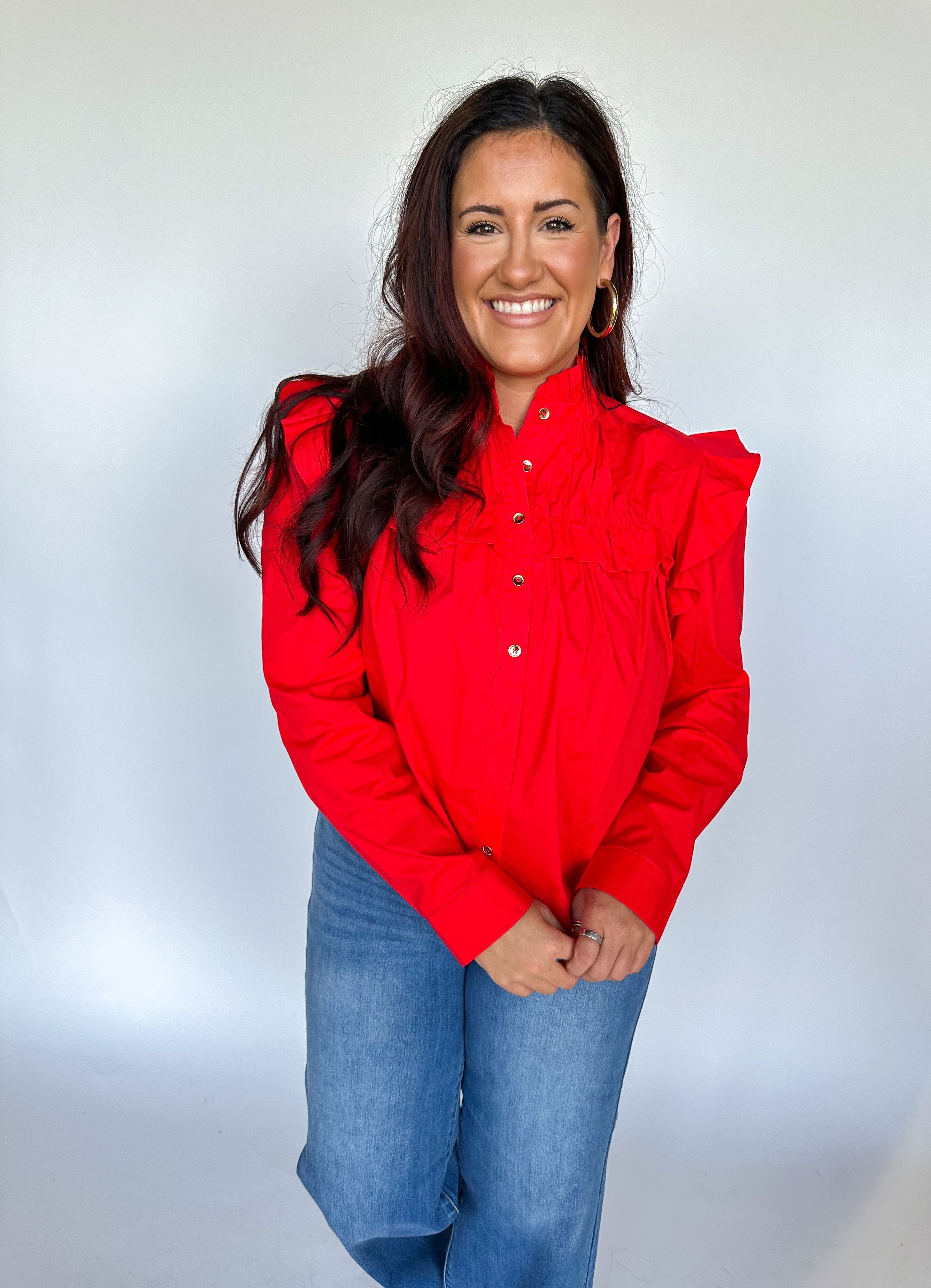 Rudolf Ruffle Red Blouse