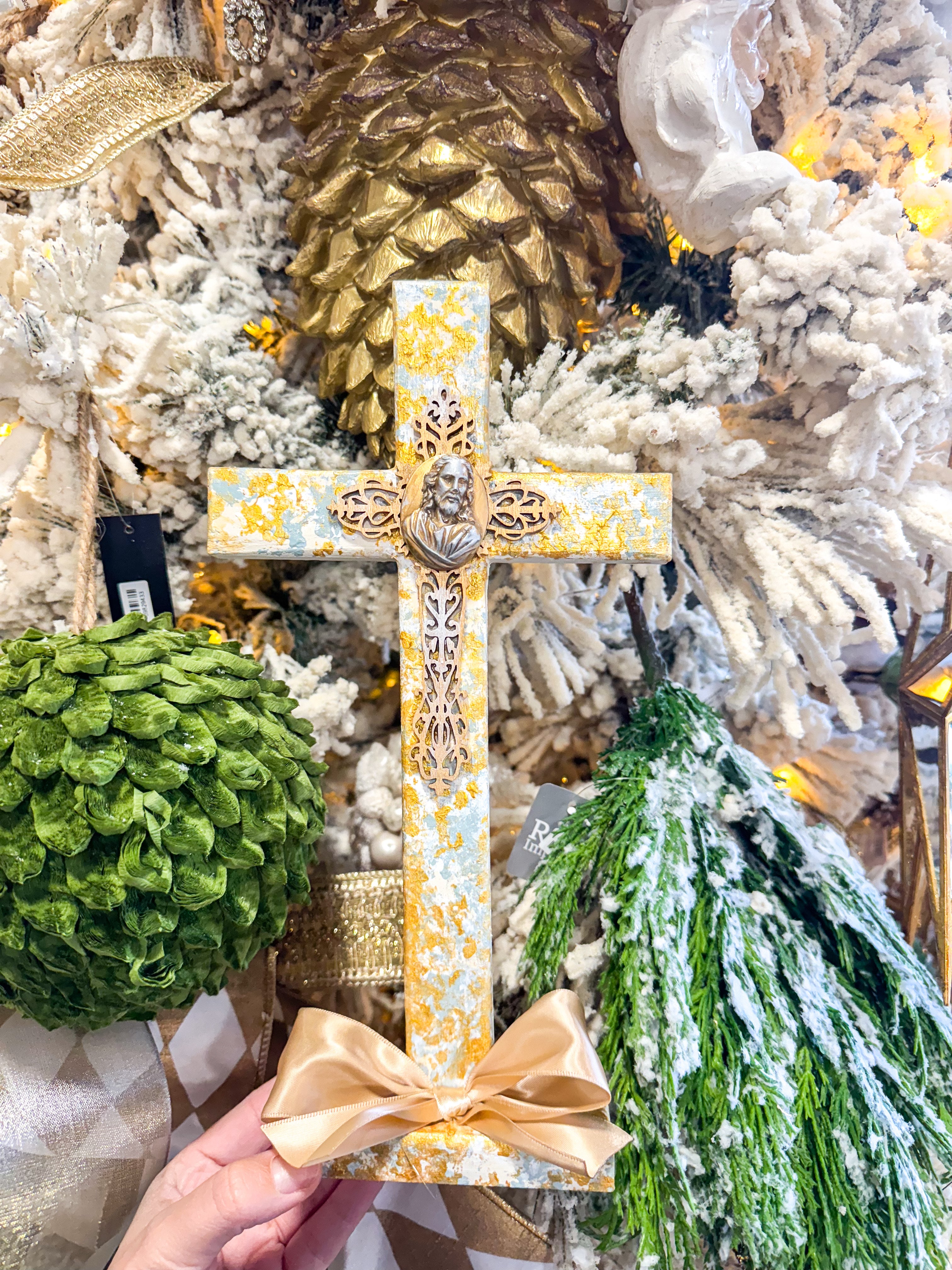 Standing Wood Cross W/ Jesus