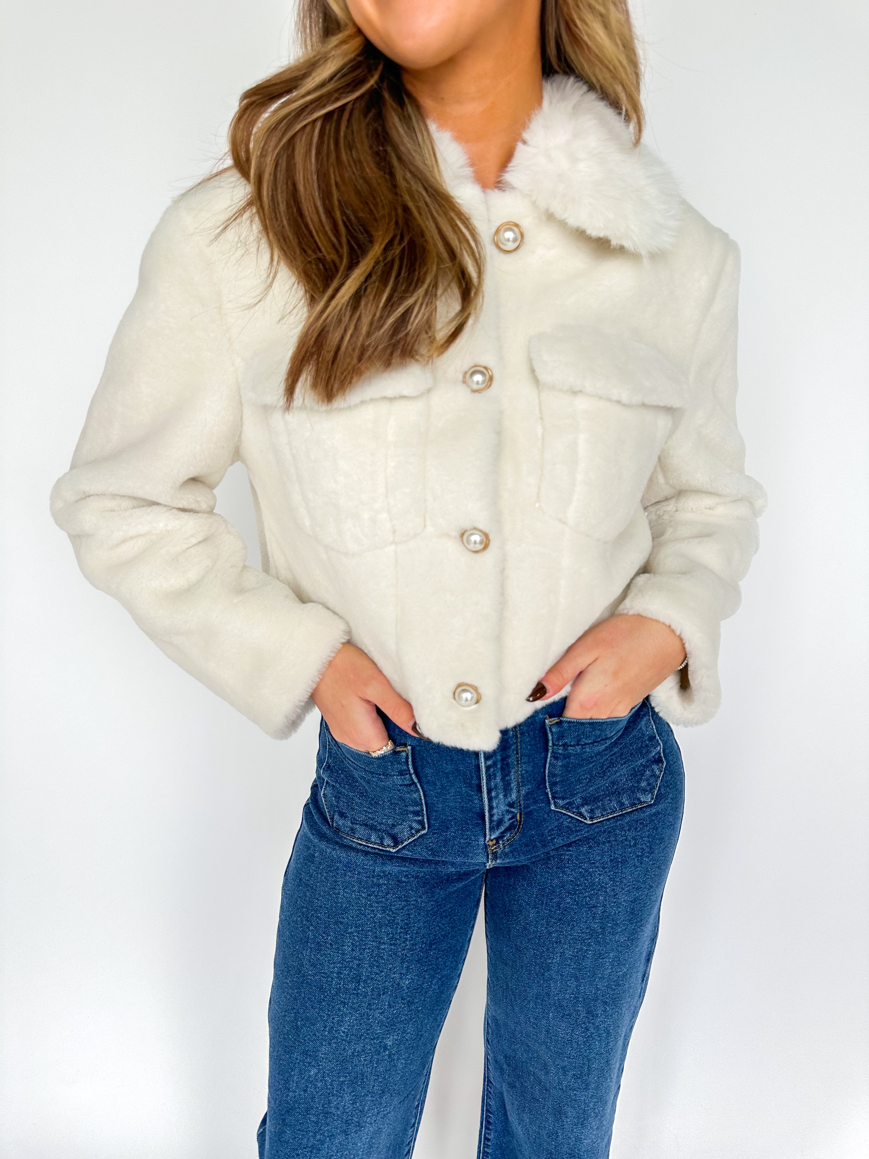 Pearl Button Cream Jacket