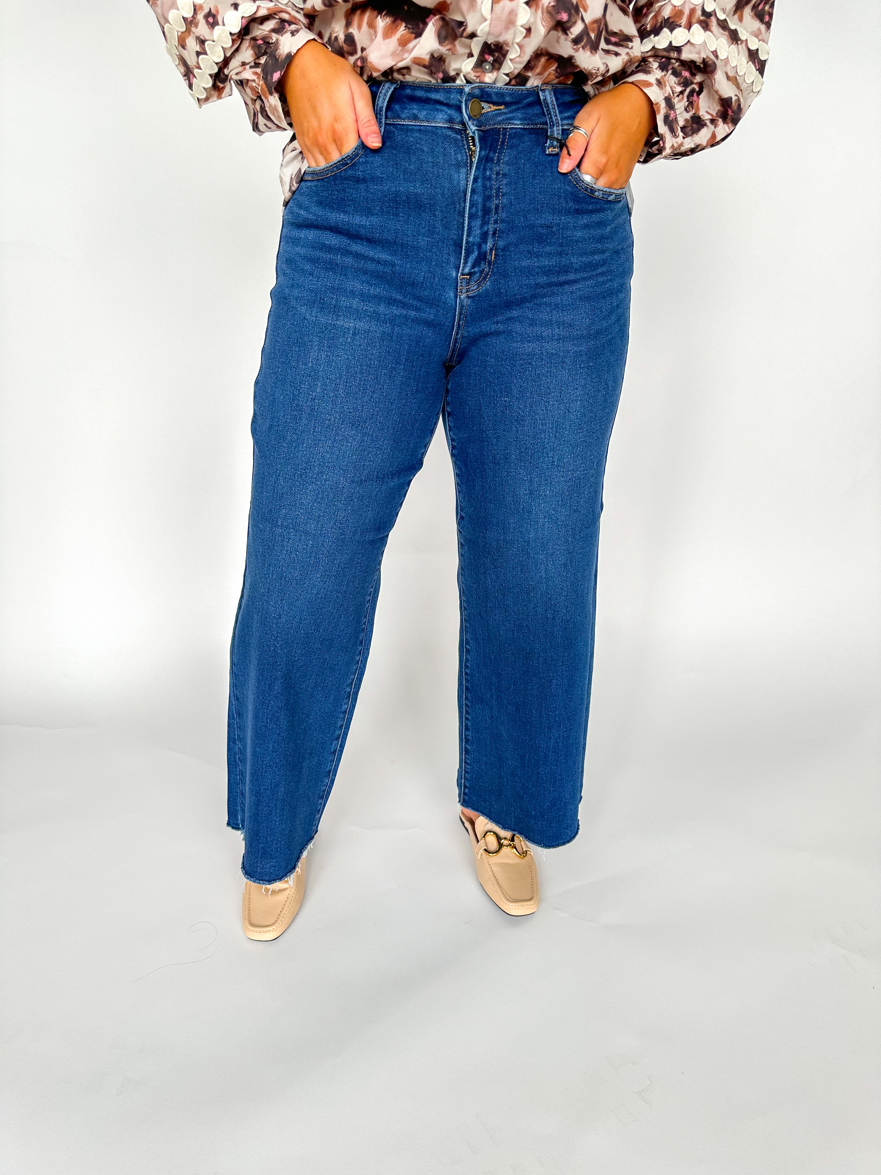 Slim Wide Leg Dark Denim