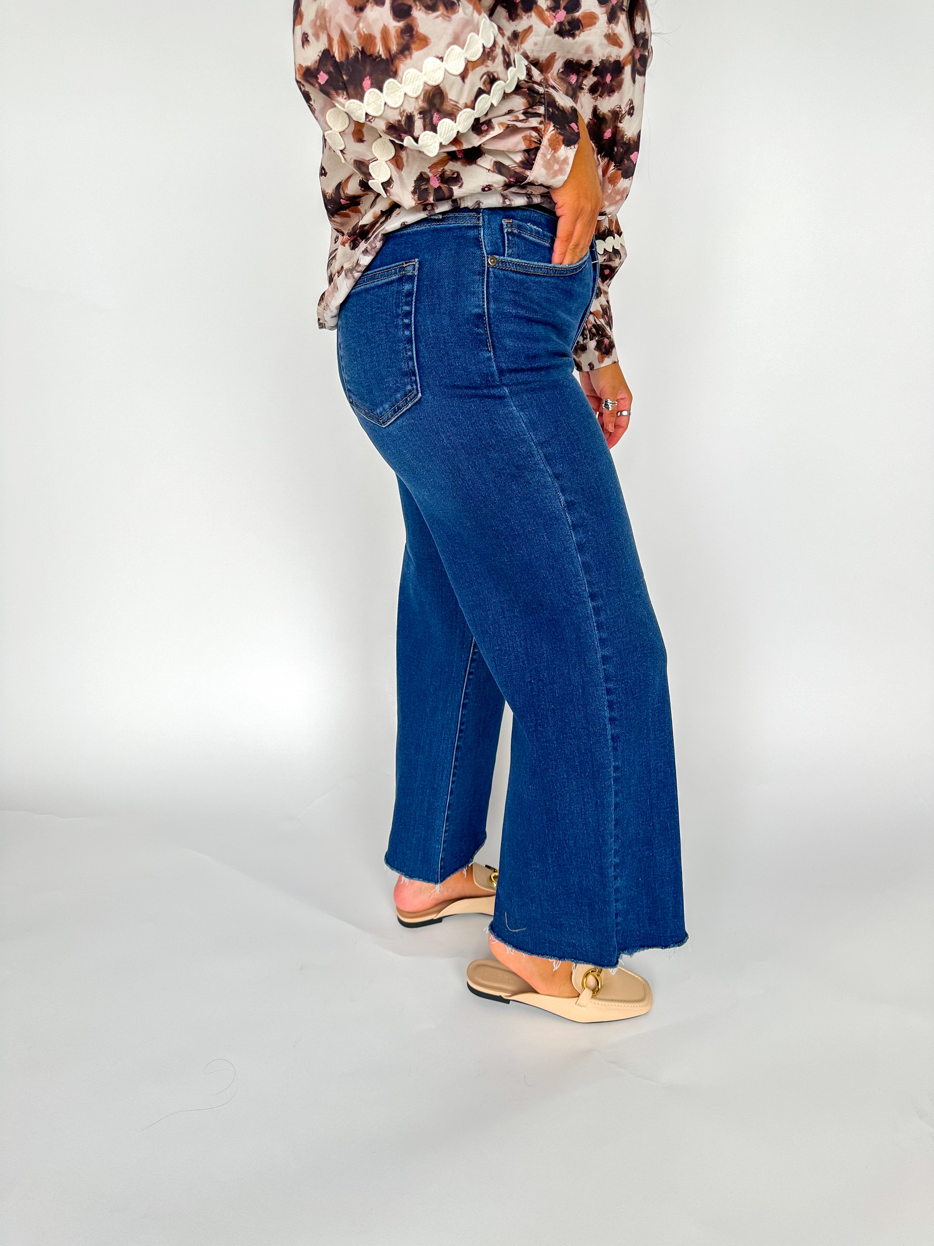 Slim Wide Leg Dark Denim