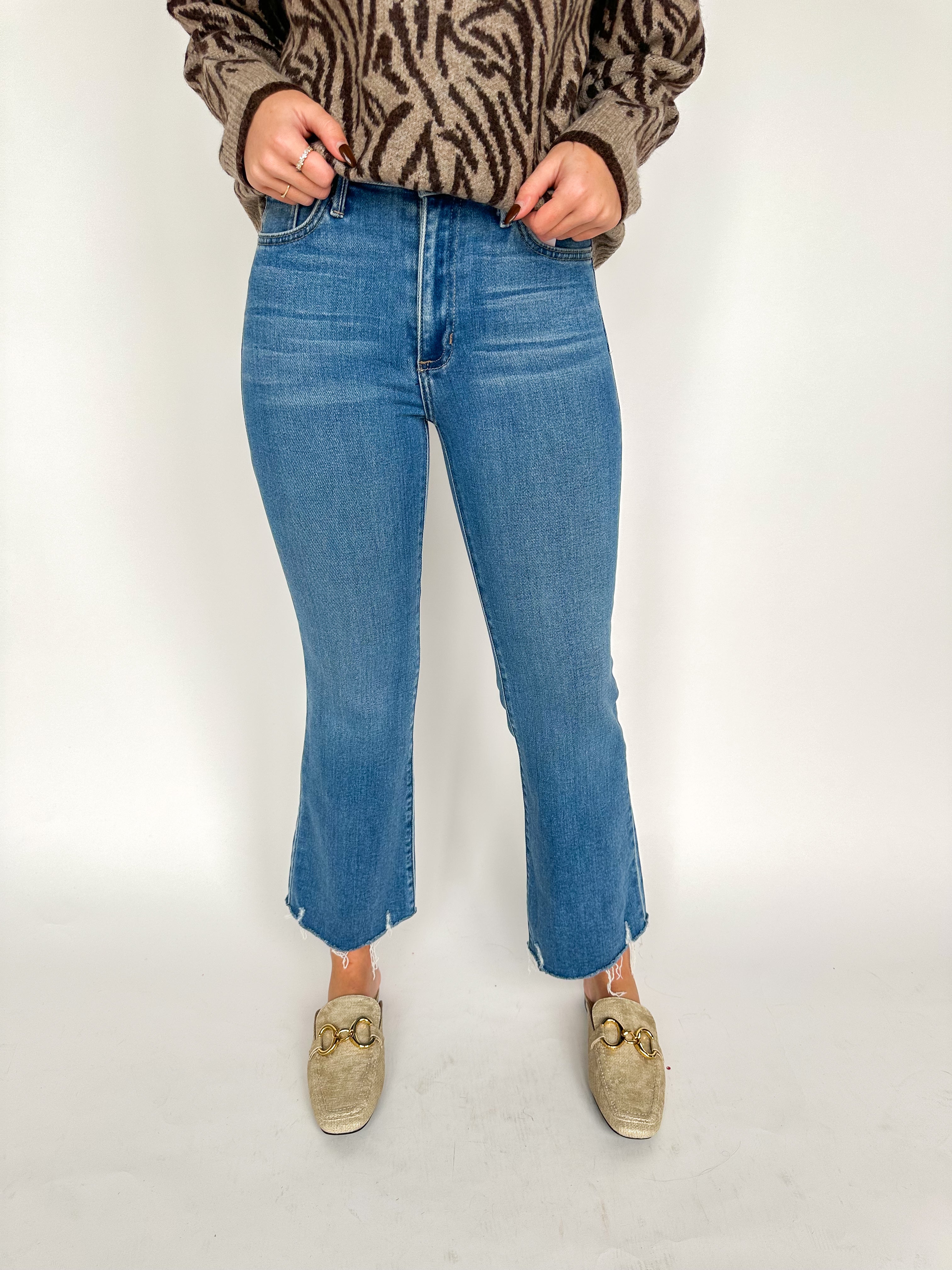 Perfect Medium Denim Crop Flares