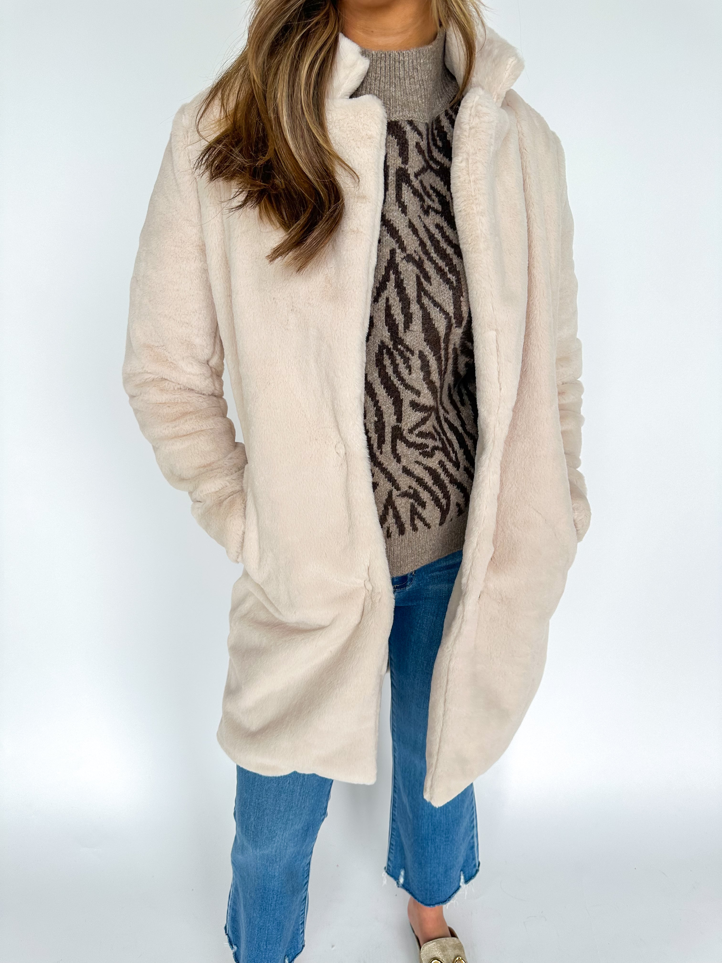 Cream Teddy Long Coat