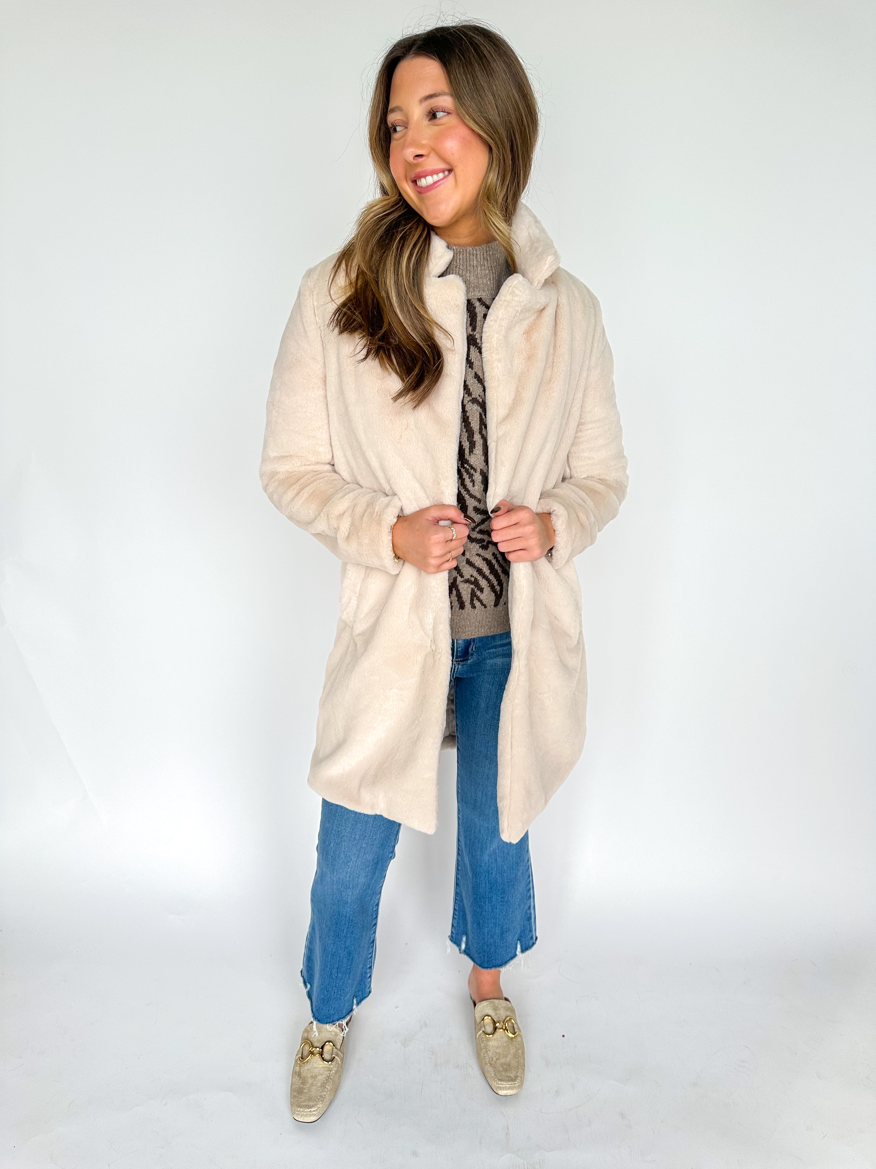 Cream Teddy Long Coat