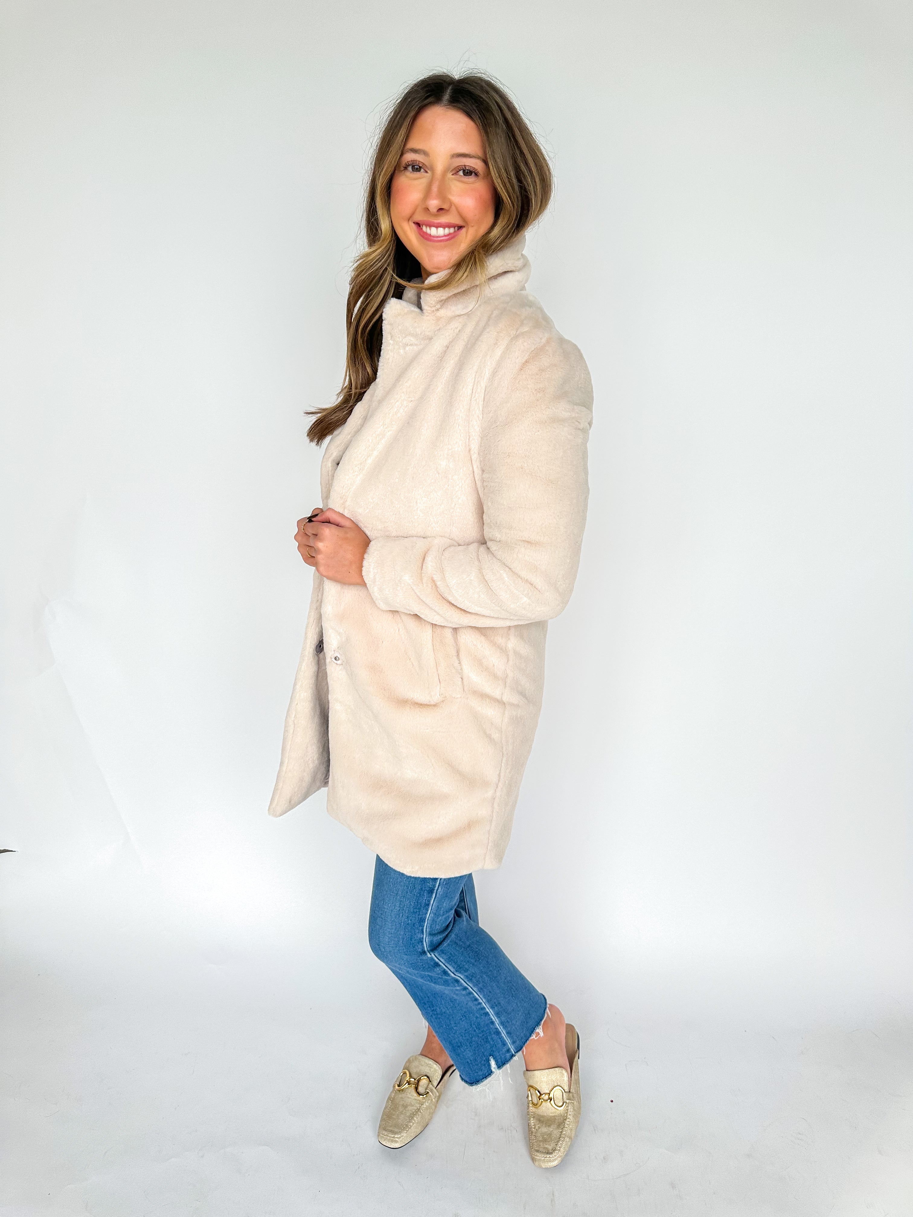 Cream Teddy Long Coat