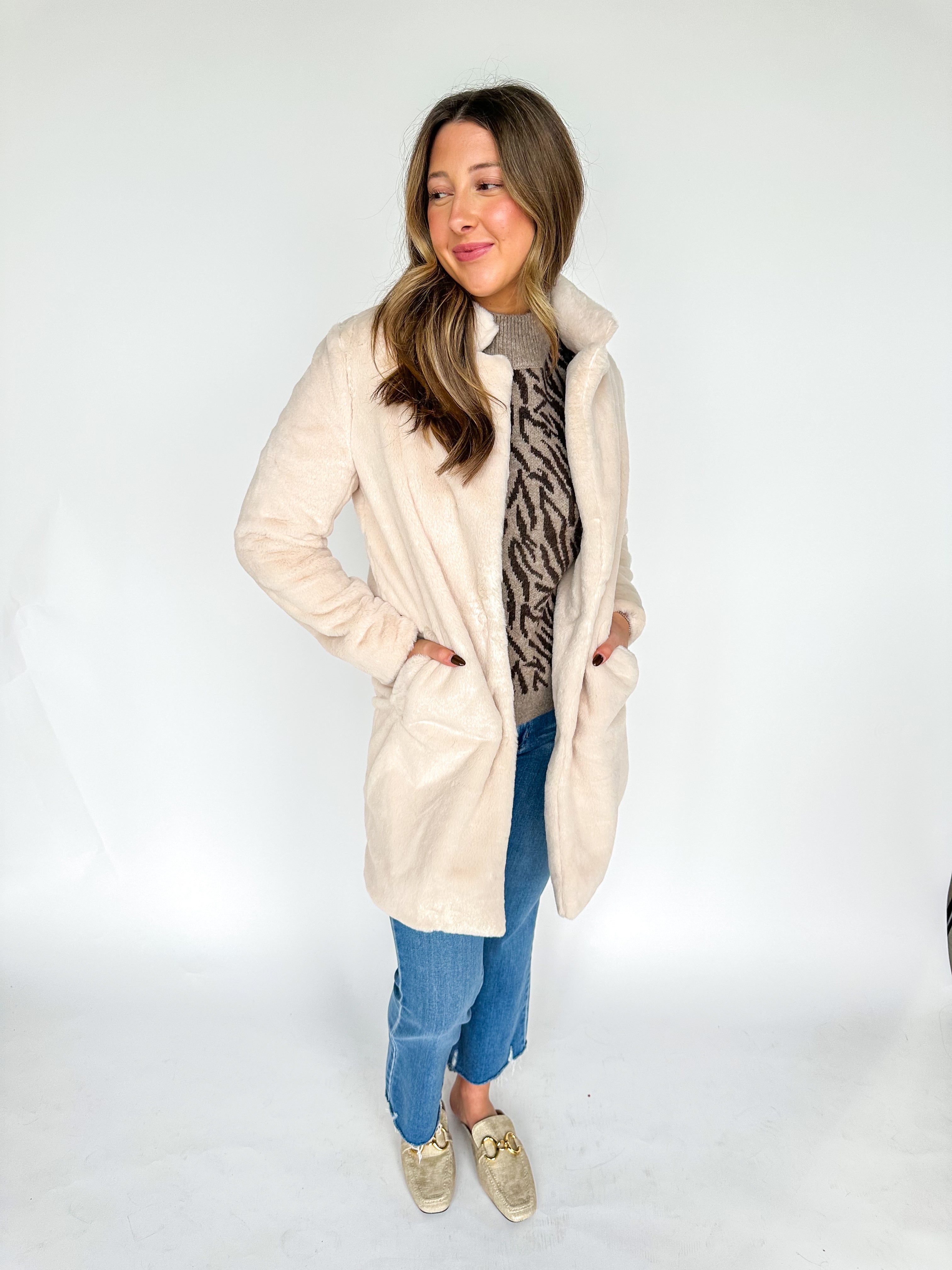 Cream Teddy Long Coat