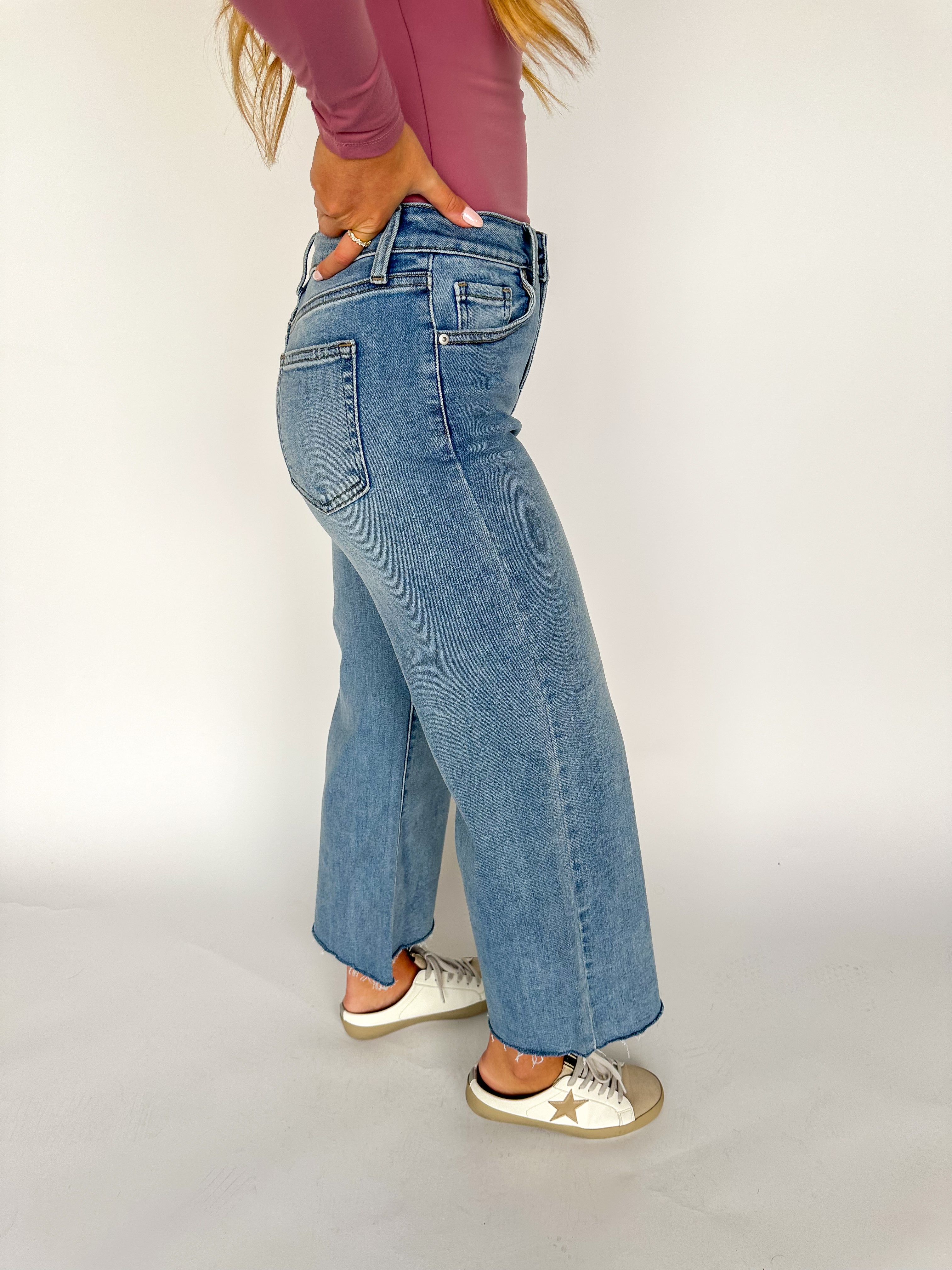 Slim Wide Leg Medium Denim