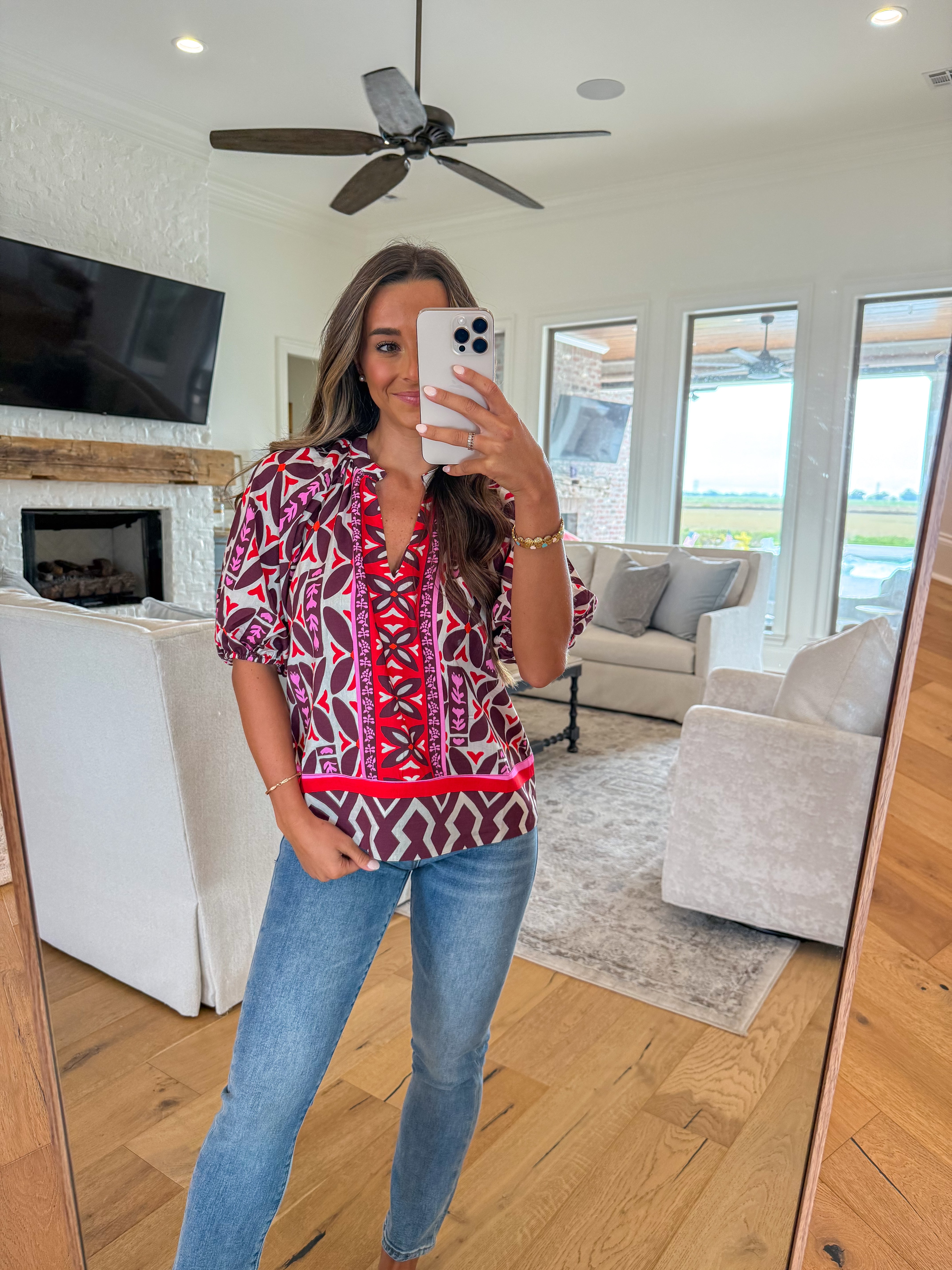 Painted Petals Burgundy Top